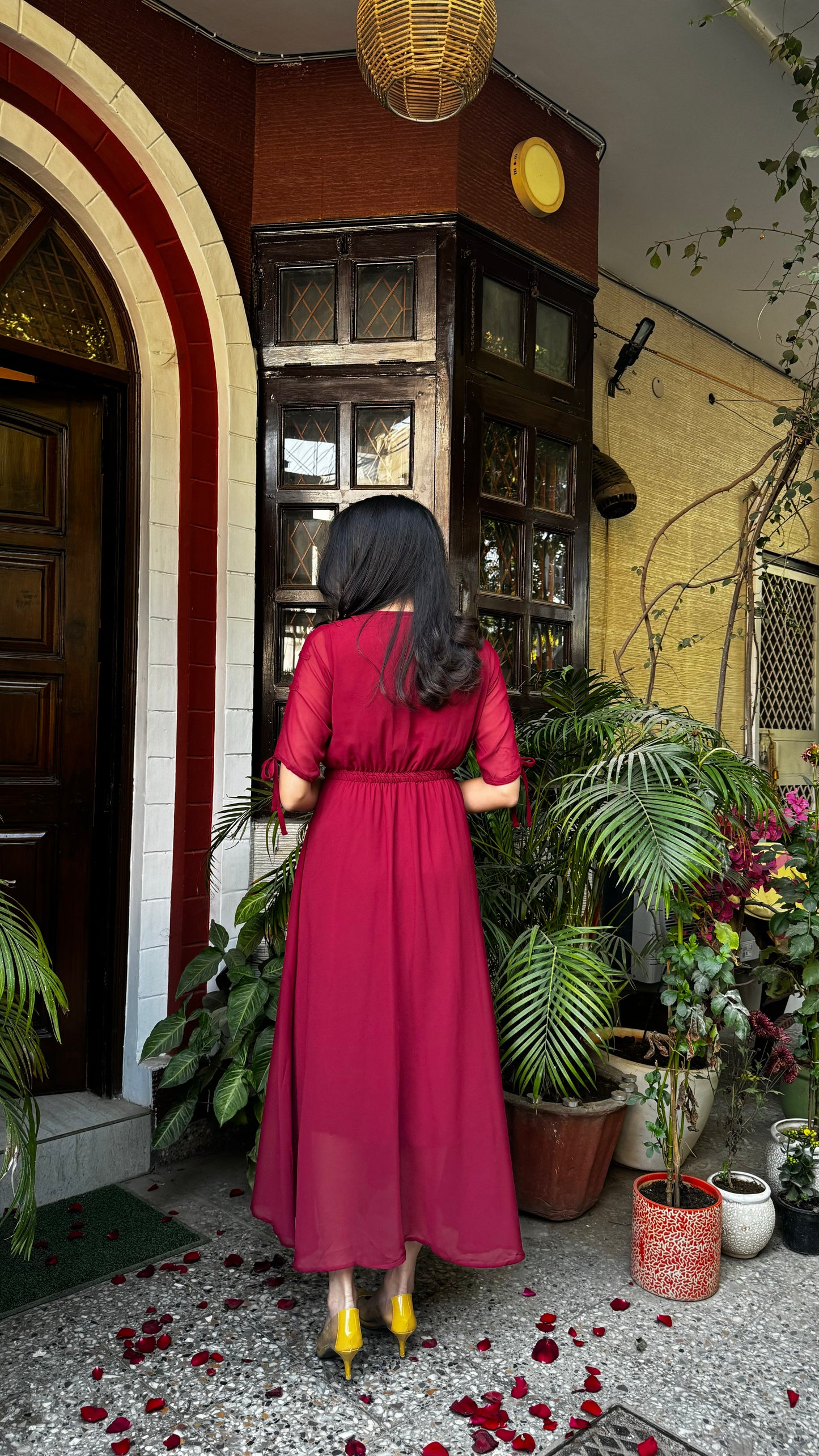 Maroon Georgette Maxi Dress