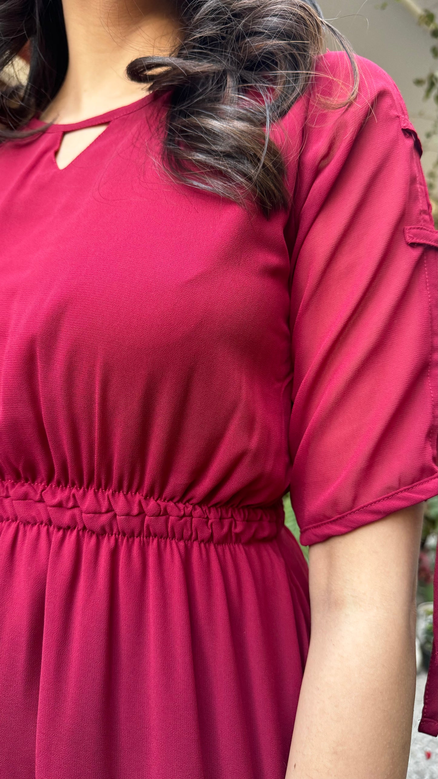 Maroon Georgette Maxi Dress