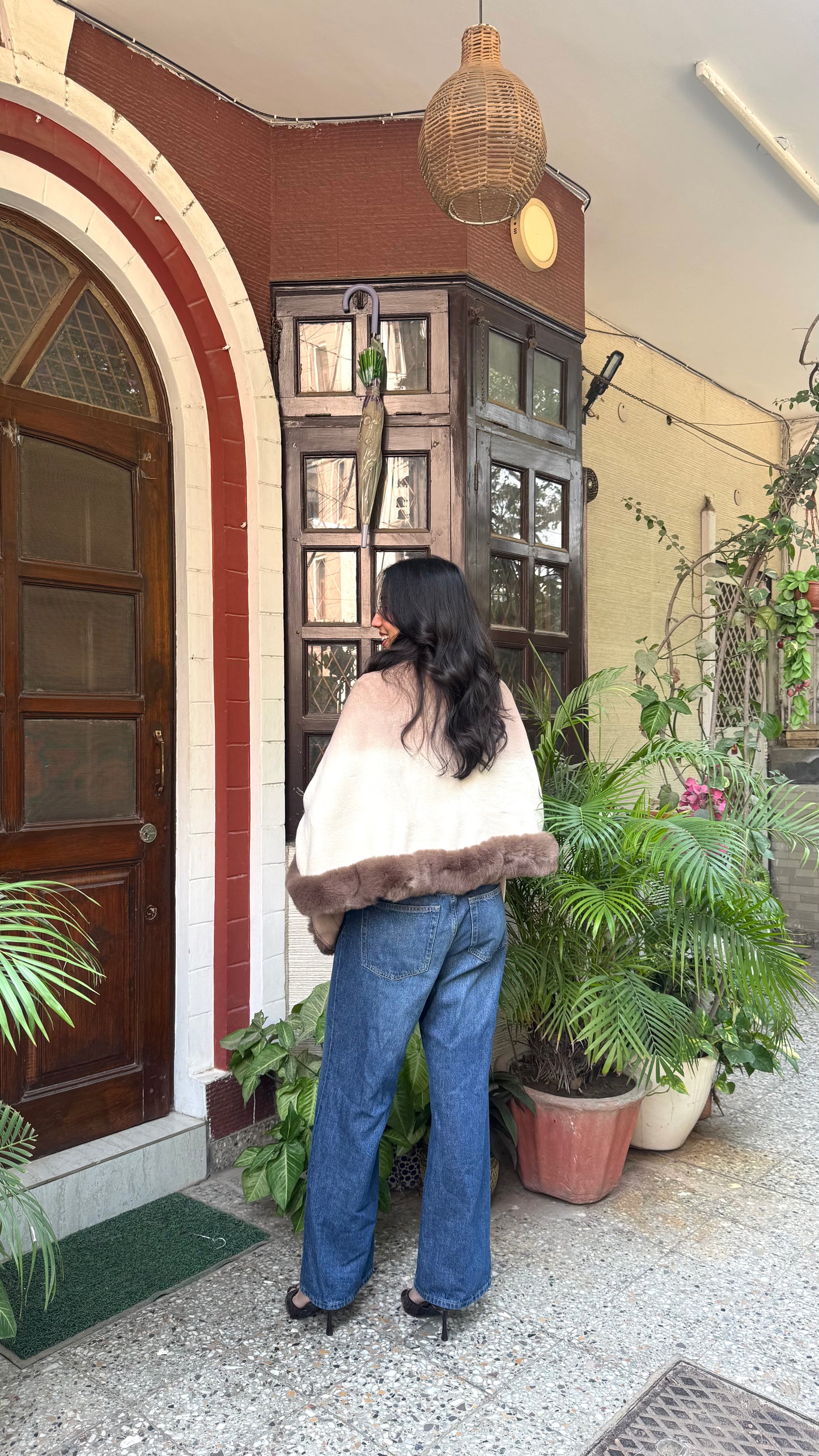 Luxury Brown/Beige Fur Ombre Shrug - (Free Size)