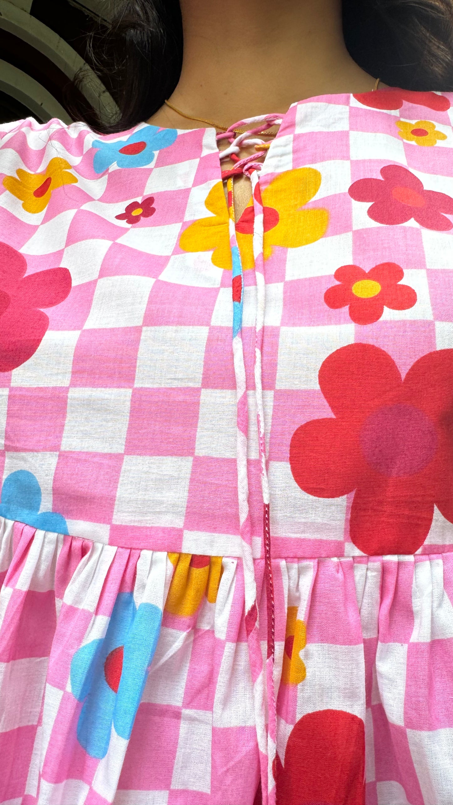 Zig Zag Tunic Top (Premium Fabric) - Pink