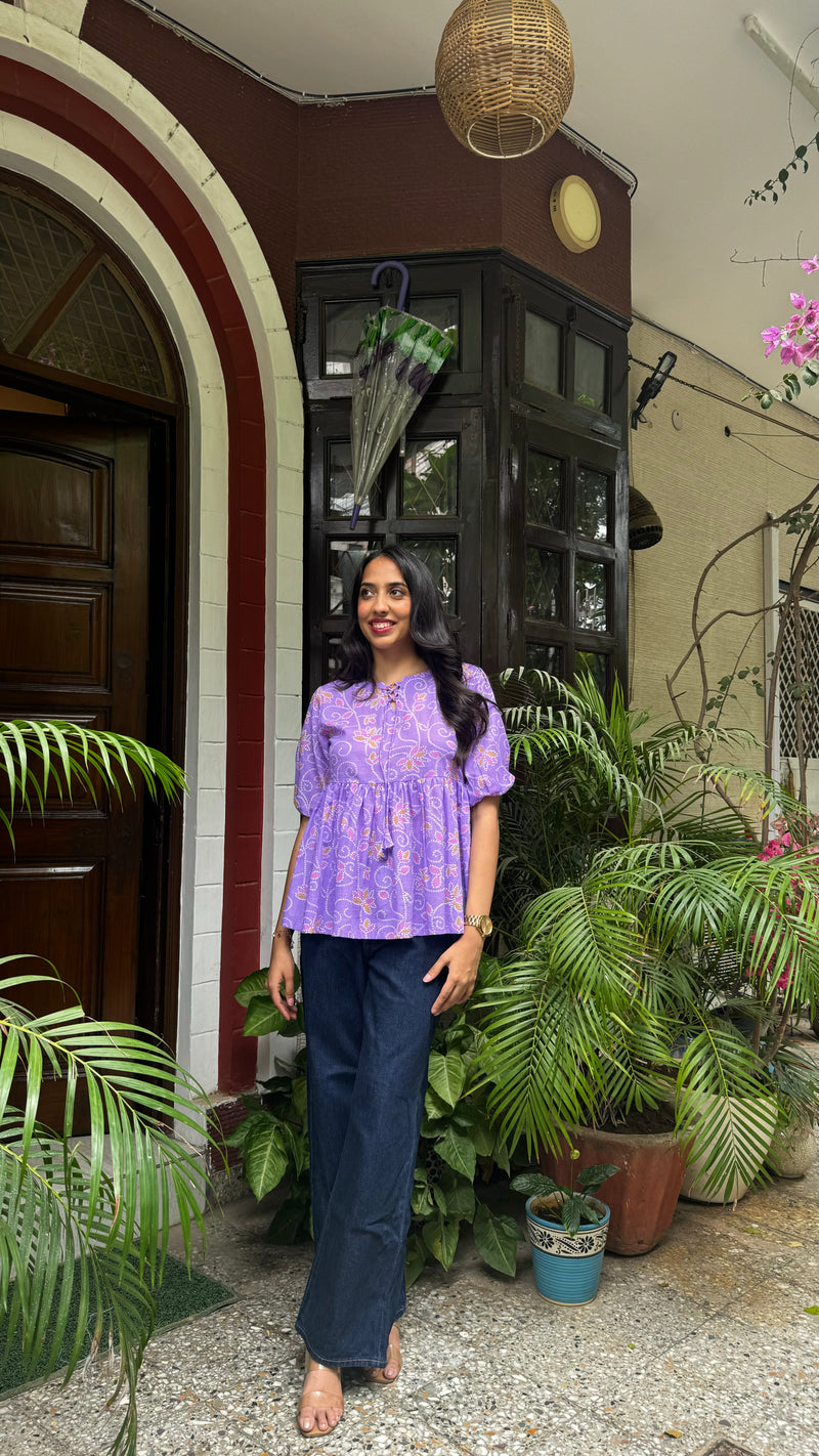 Zig Zag Tunic Top (Premium Fabric) - Purple