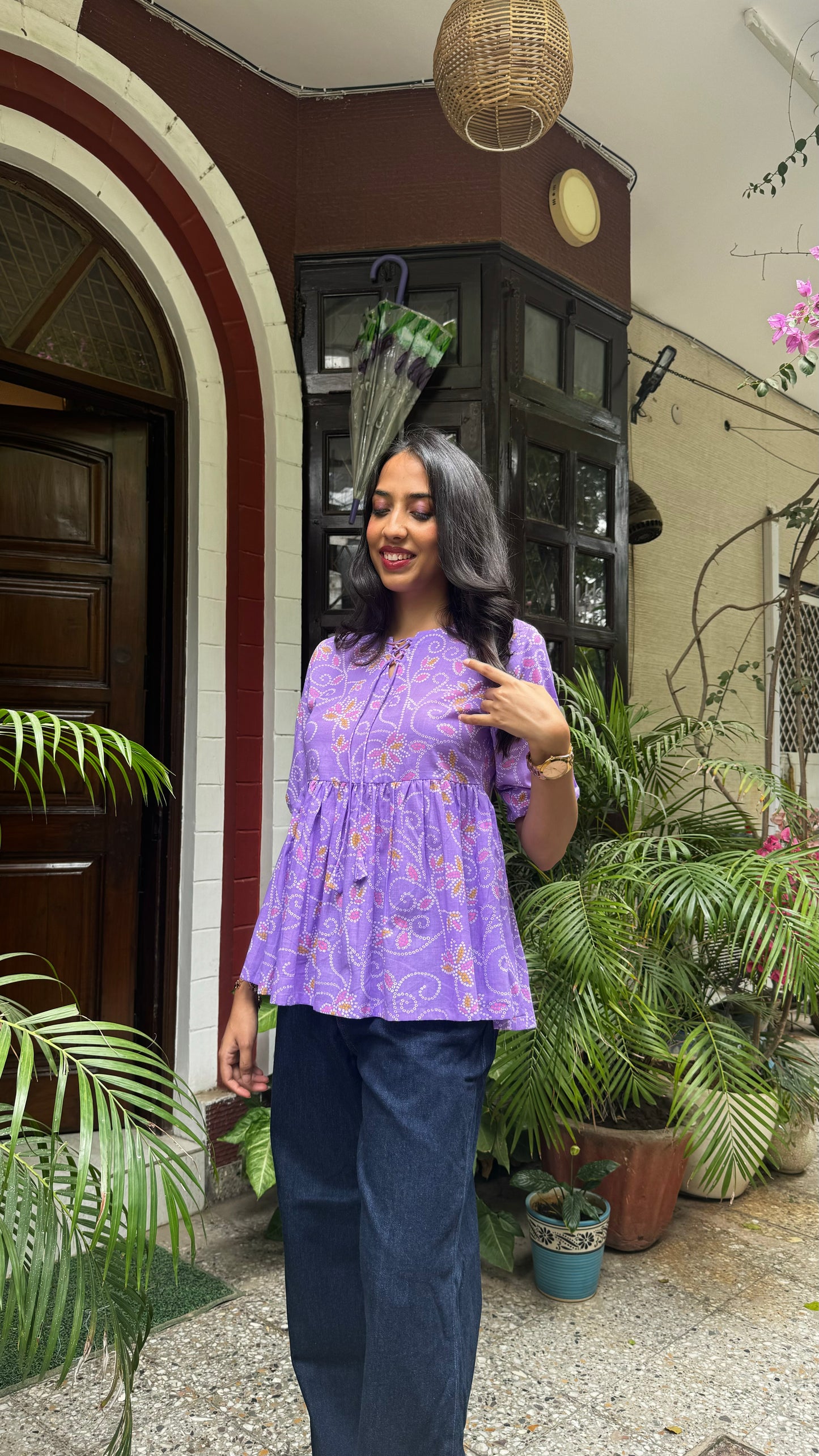 Zig Zag Tunic Top (Premium Fabric) - Purple