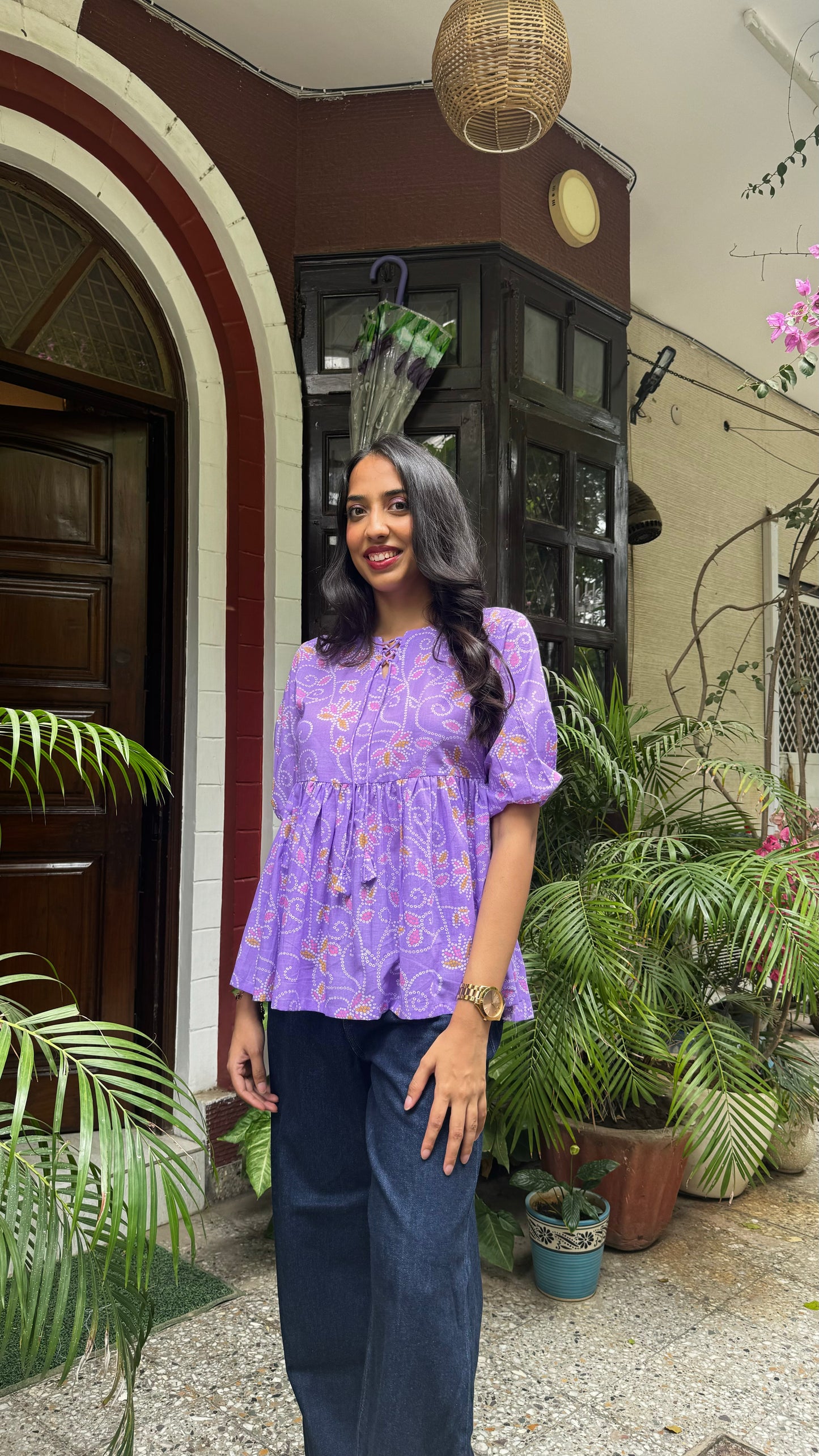 Zig Zag Tunic Top (Premium Fabric) - Purple