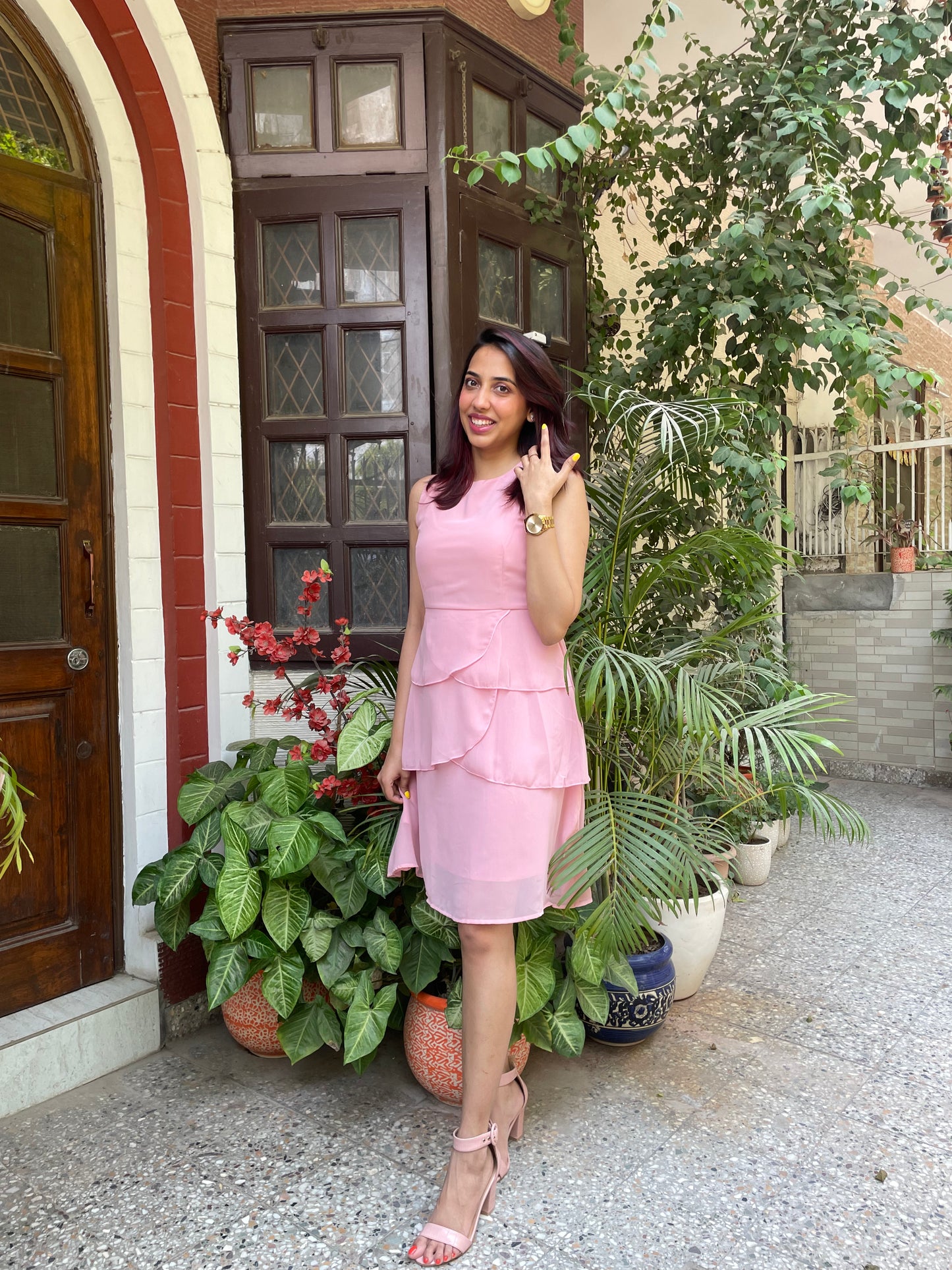 Success Georgette Dress- Pink