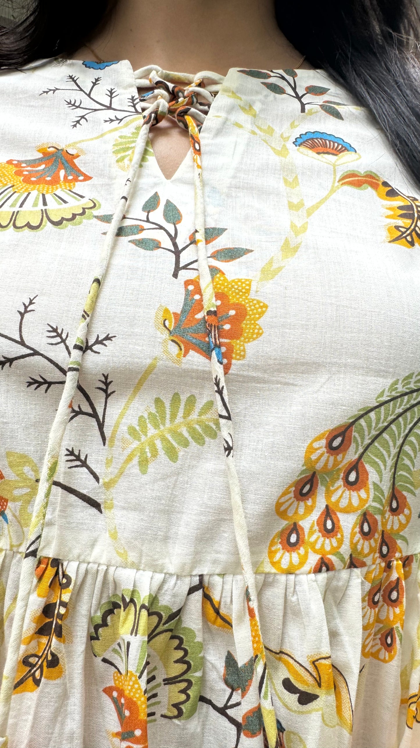 Zig Zag Tunic Top (Premium Fabric) - Cream