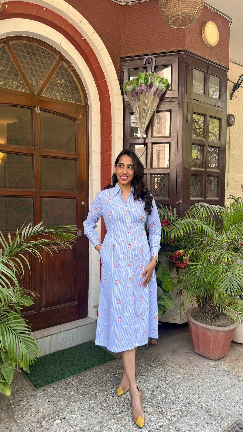 Snatch Your Waist Cotton Shirt Dress – Midi (Premium Collection)