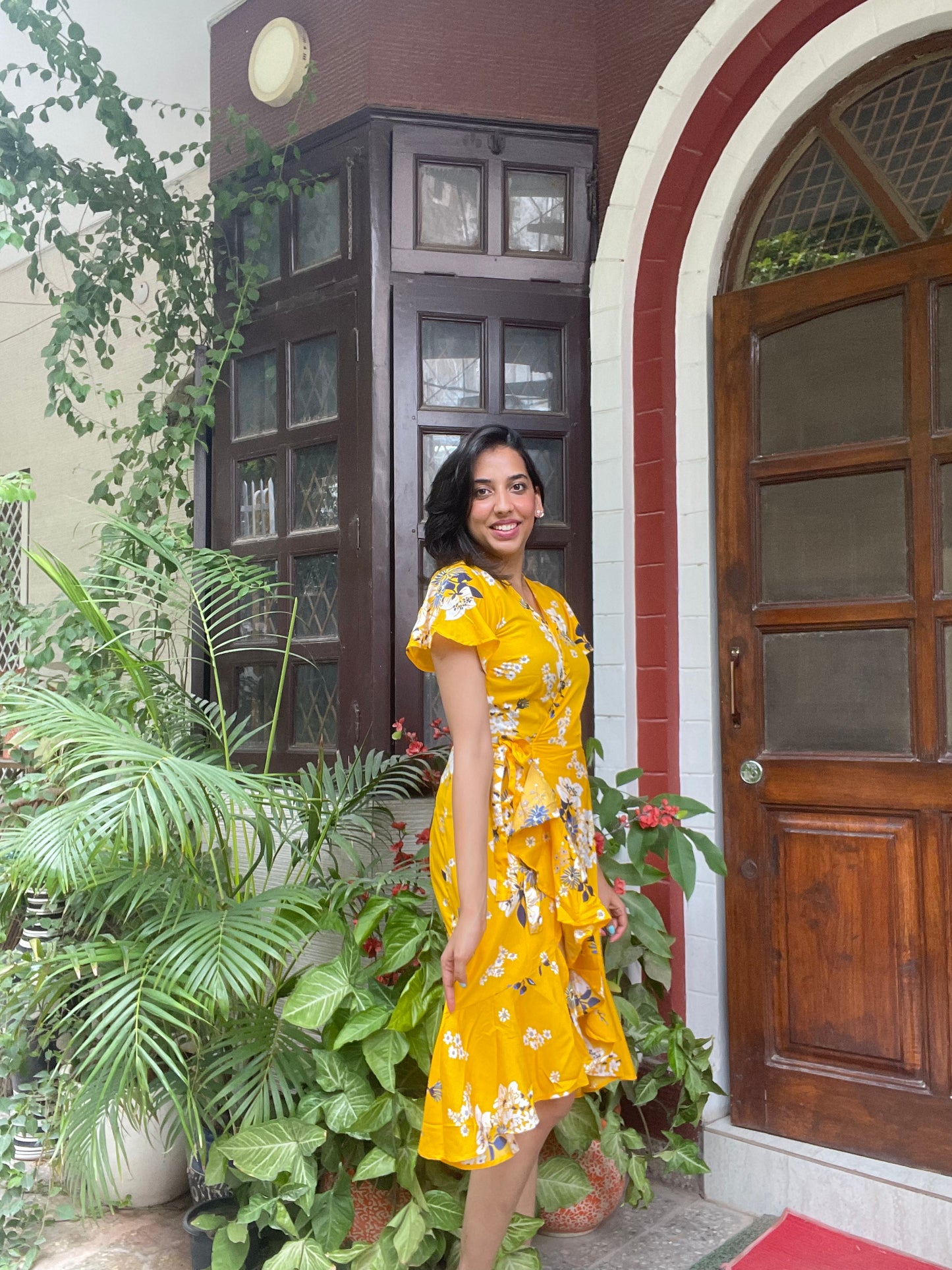 Yellow Twirl Wrap Dress