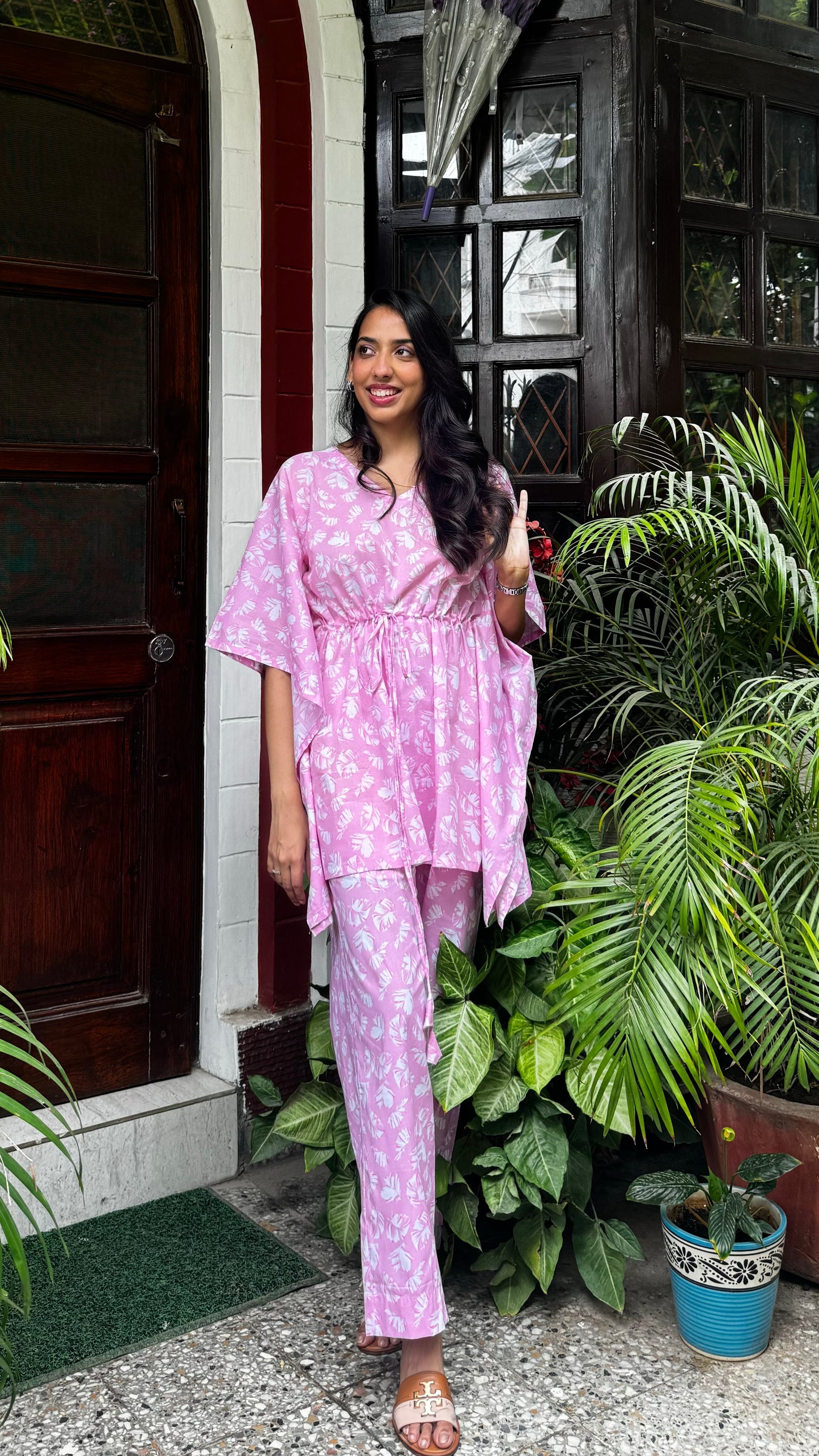 Butter Soft Cotton Kaftan Set (Premium Fabric) - Pink