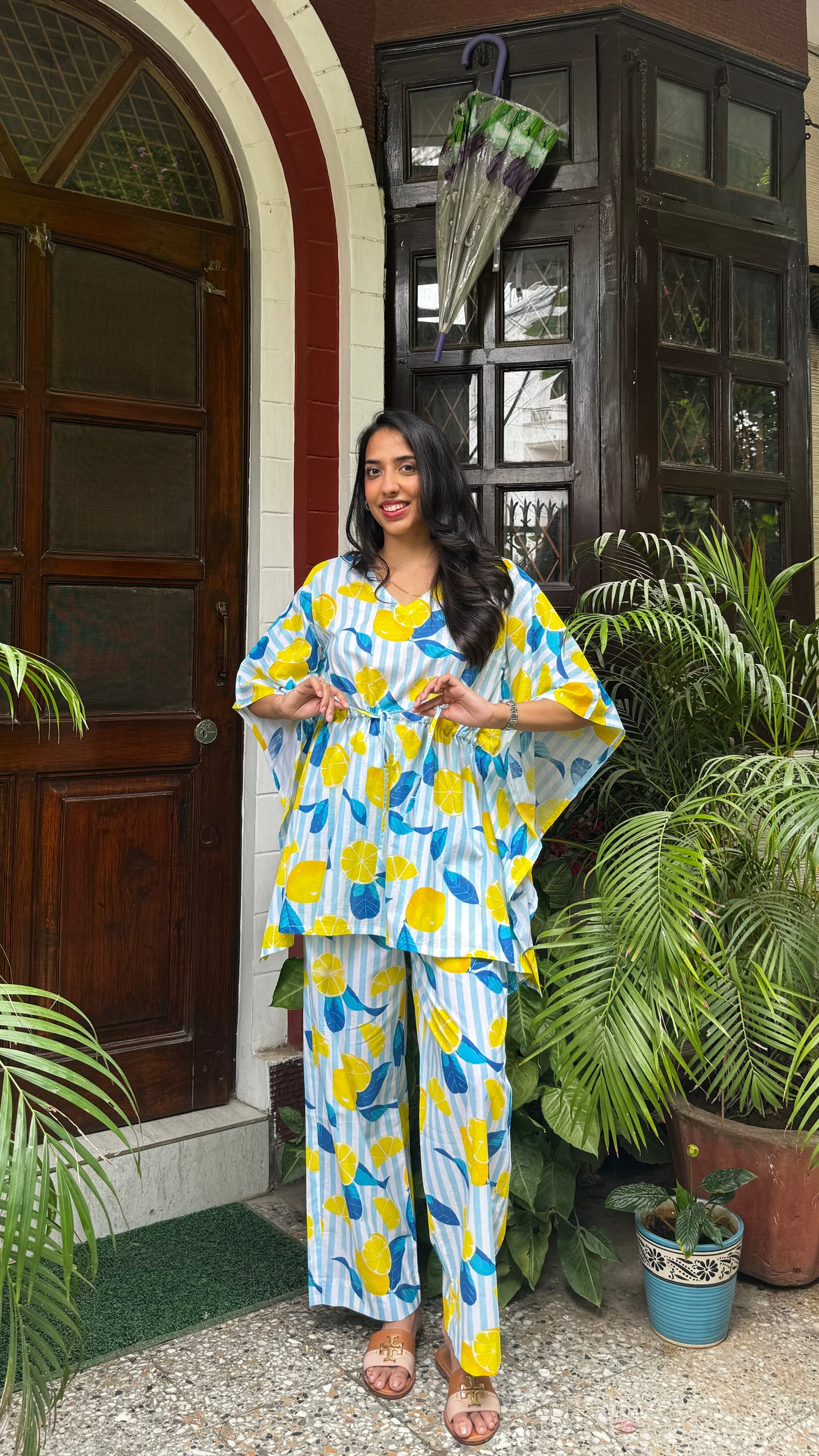 Butter Soft Cotton Kaftan Set (Premium Fabric) - Lemons