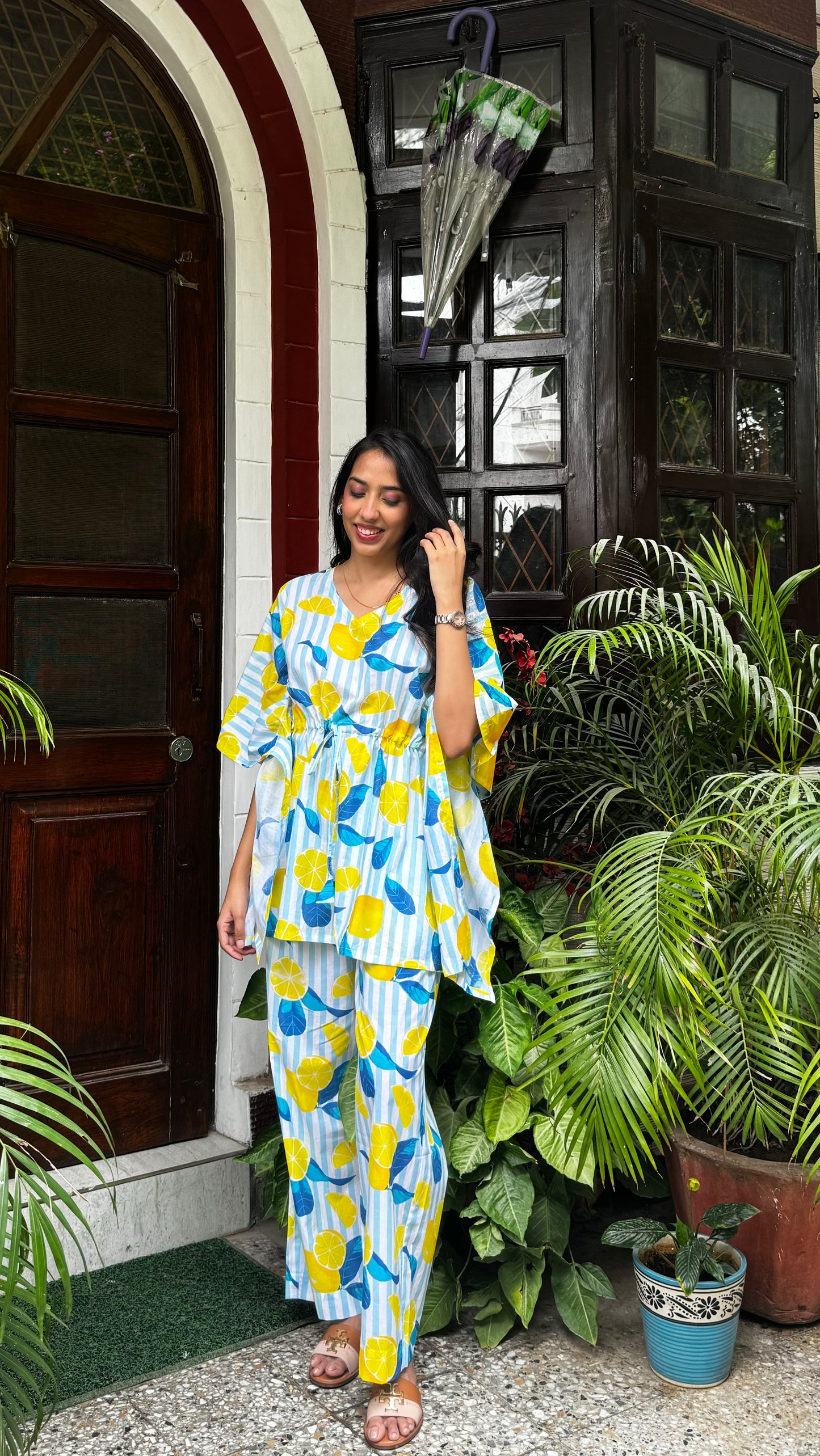 Butter Soft Cotton Kaftan Set (Premium Fabric) - Lemons