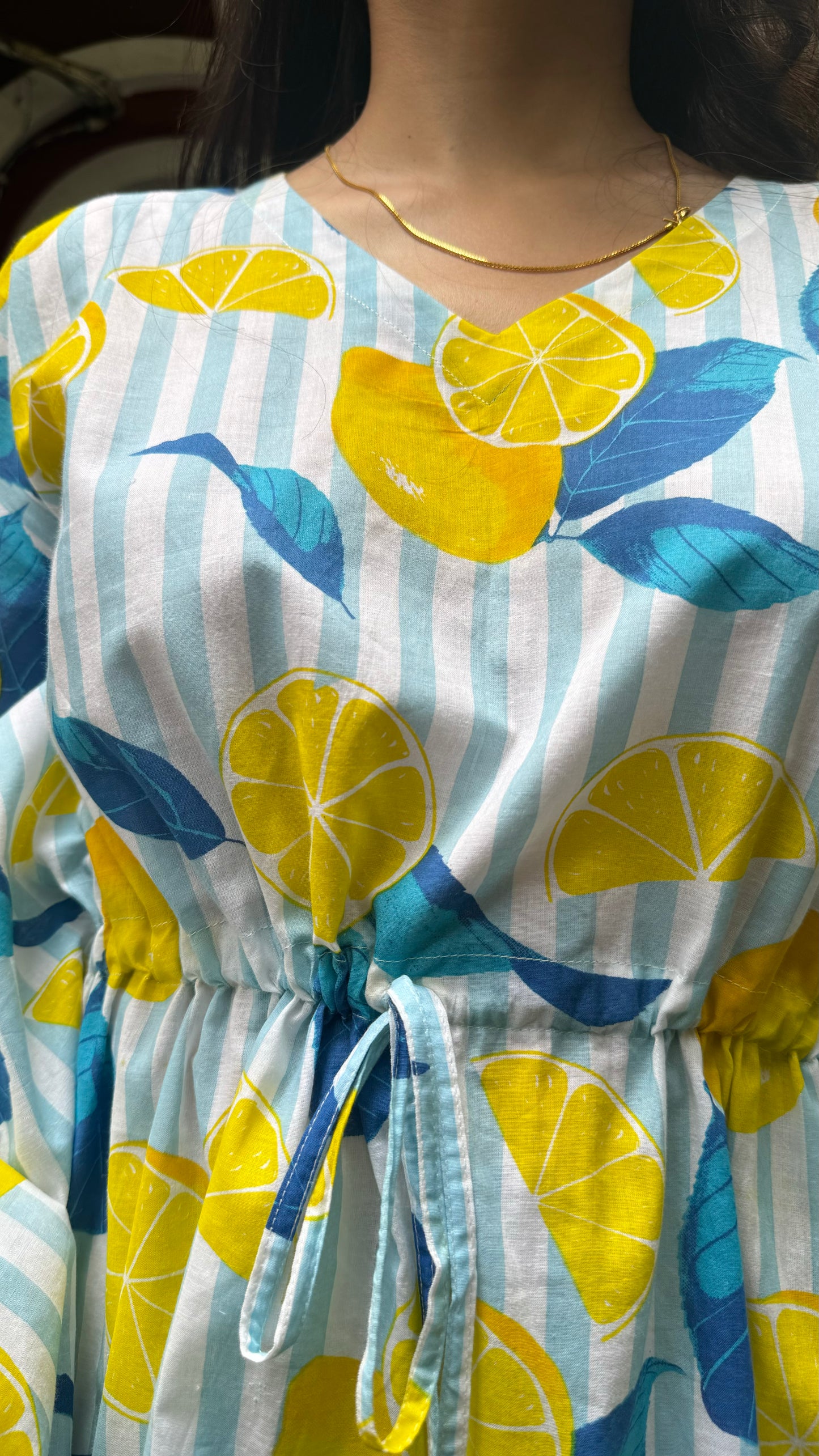 Butter Soft Cotton Kaftan Set (Premium Fabric) - Lemons