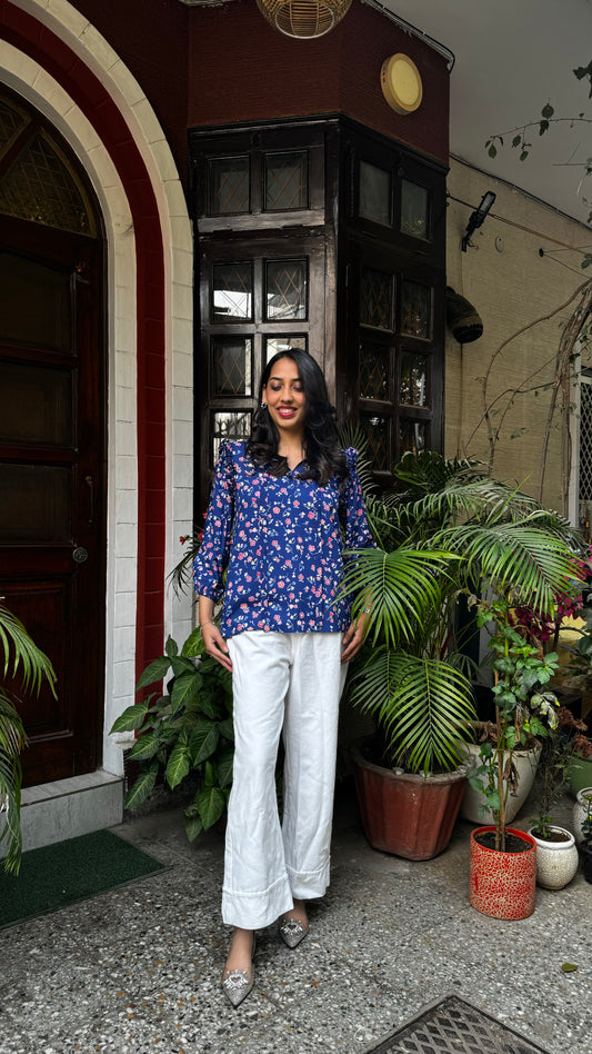 Blue Berry Ruffle Top (Premium Collection)