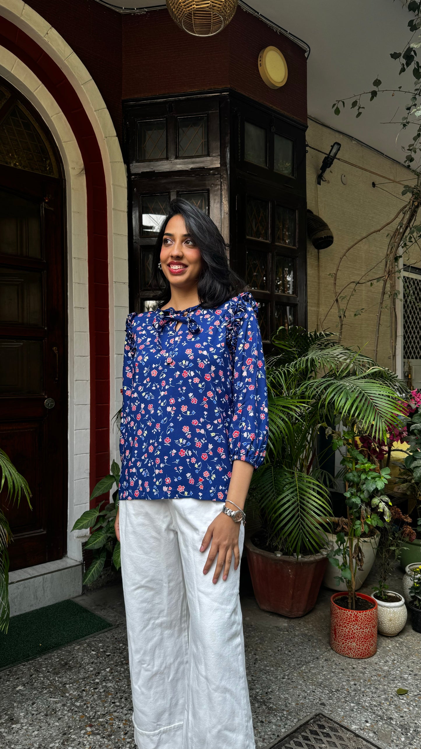 Blue Berry Ruffle Top (Premium Collection)