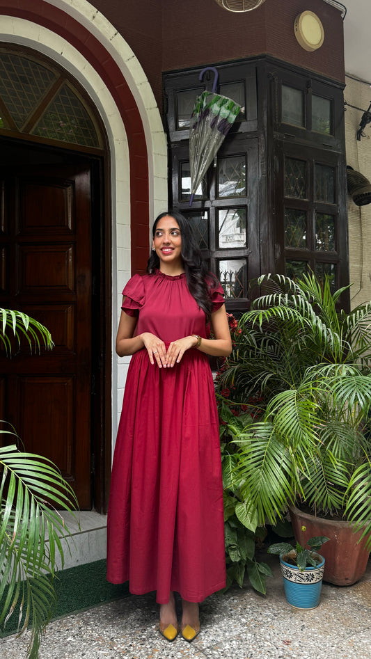 Babe Solid Cotton Skirt - Maroon (Premium Collection)
