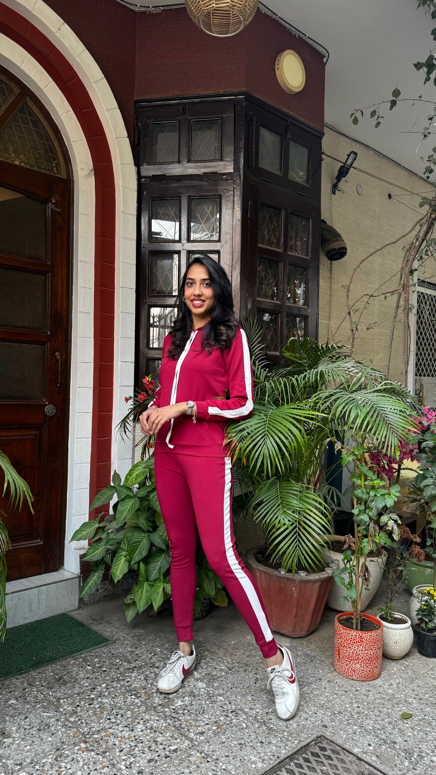 Maroon Jogger Set With Hoodie