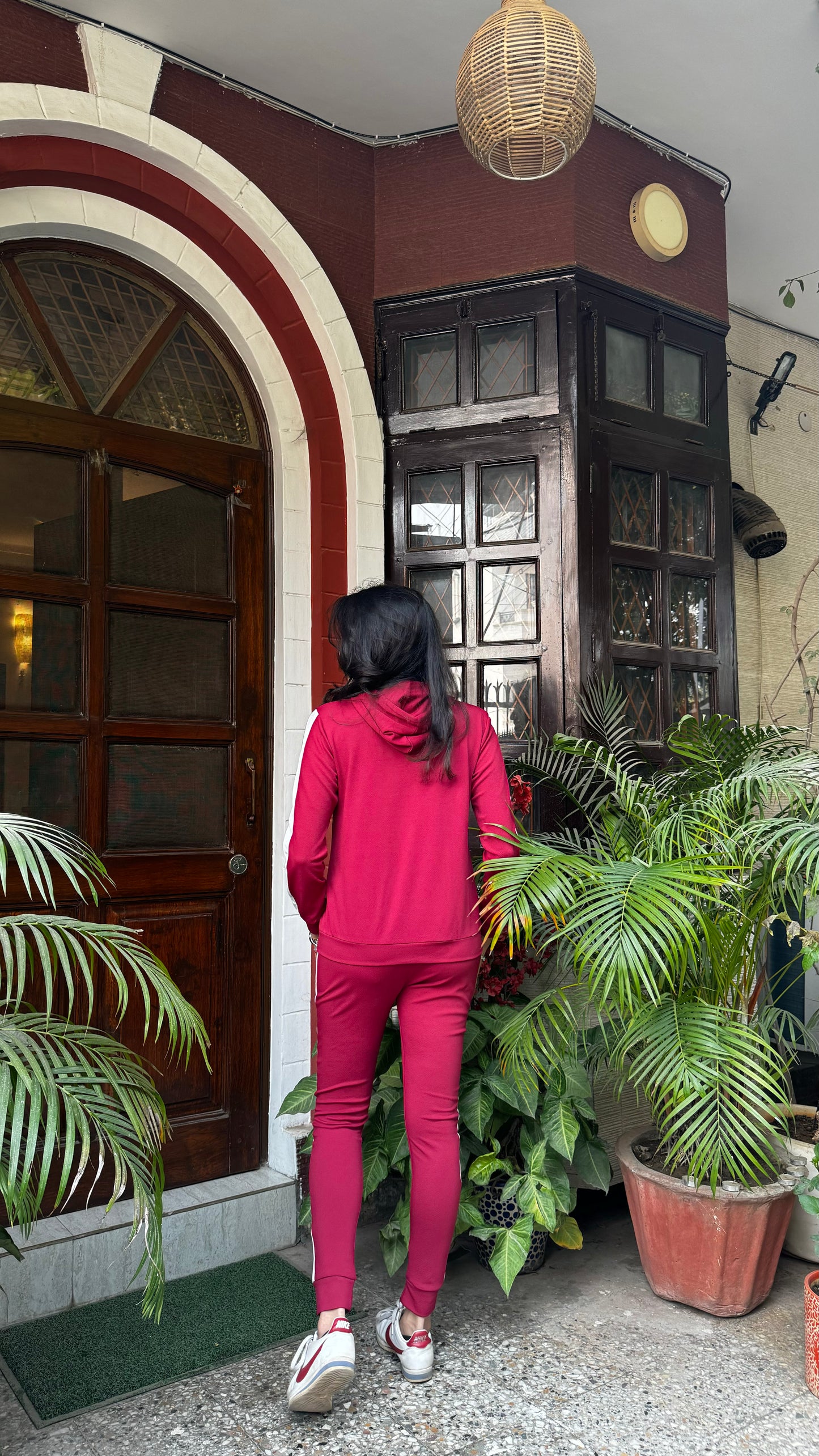 Maroon Jogger Set With Hoodie