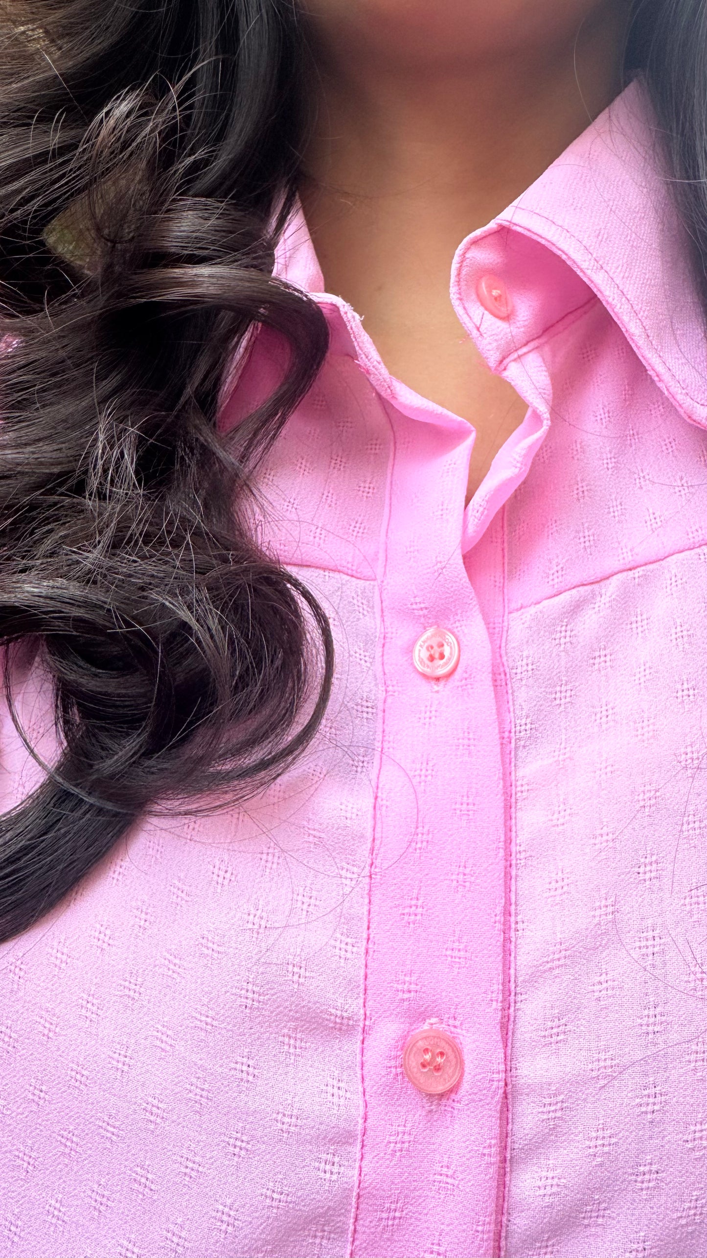 Crisp Collar Sheer Shirt - Pink