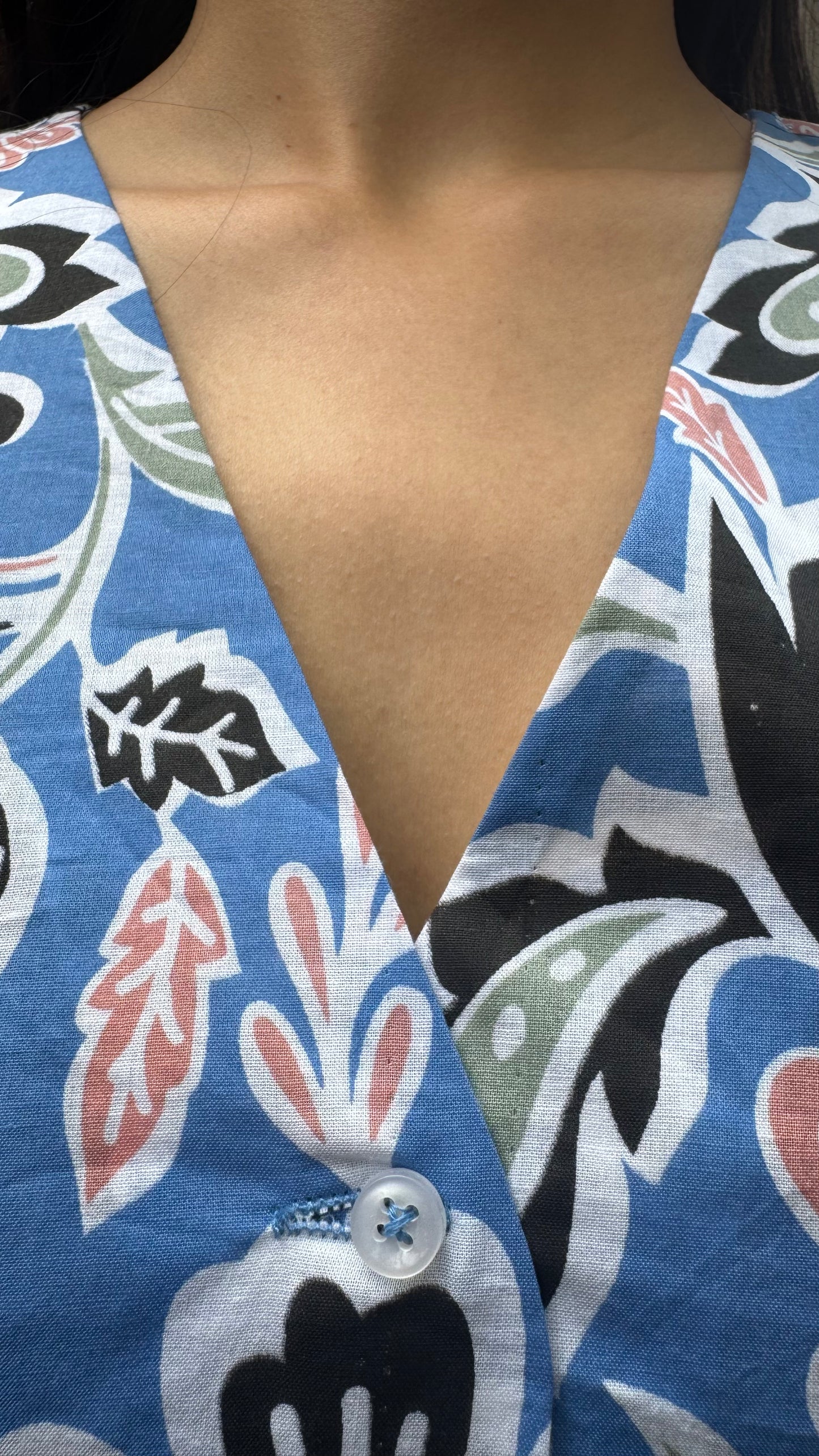 Belle Cotton Shirt (Sleeveless)  - Blue