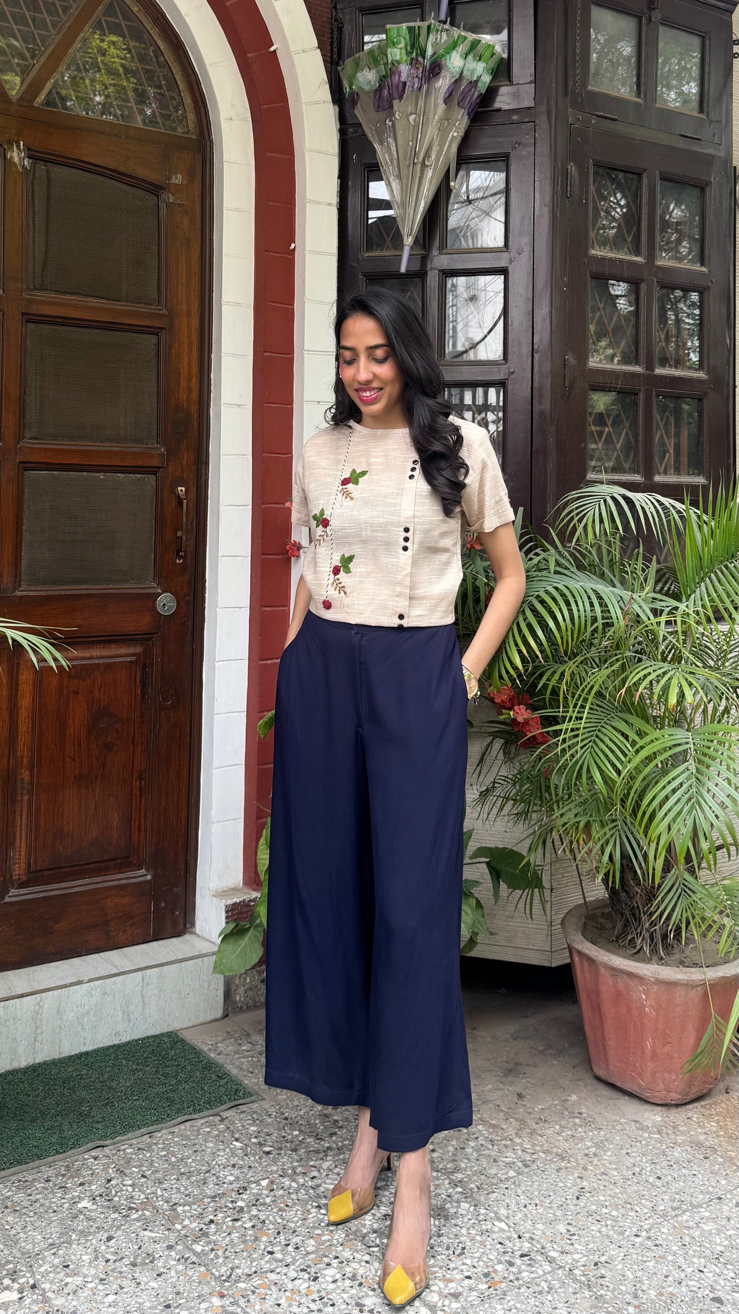 Charming Cherry Cotton Top - Cream