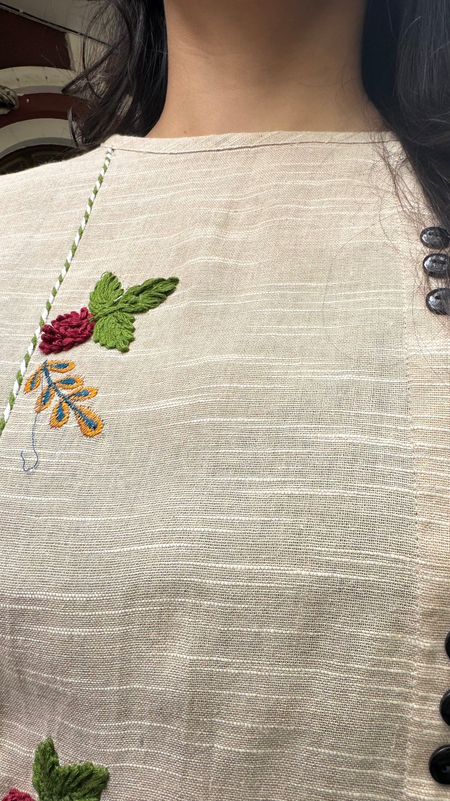 Charming Cherry Cotton Top - Cream