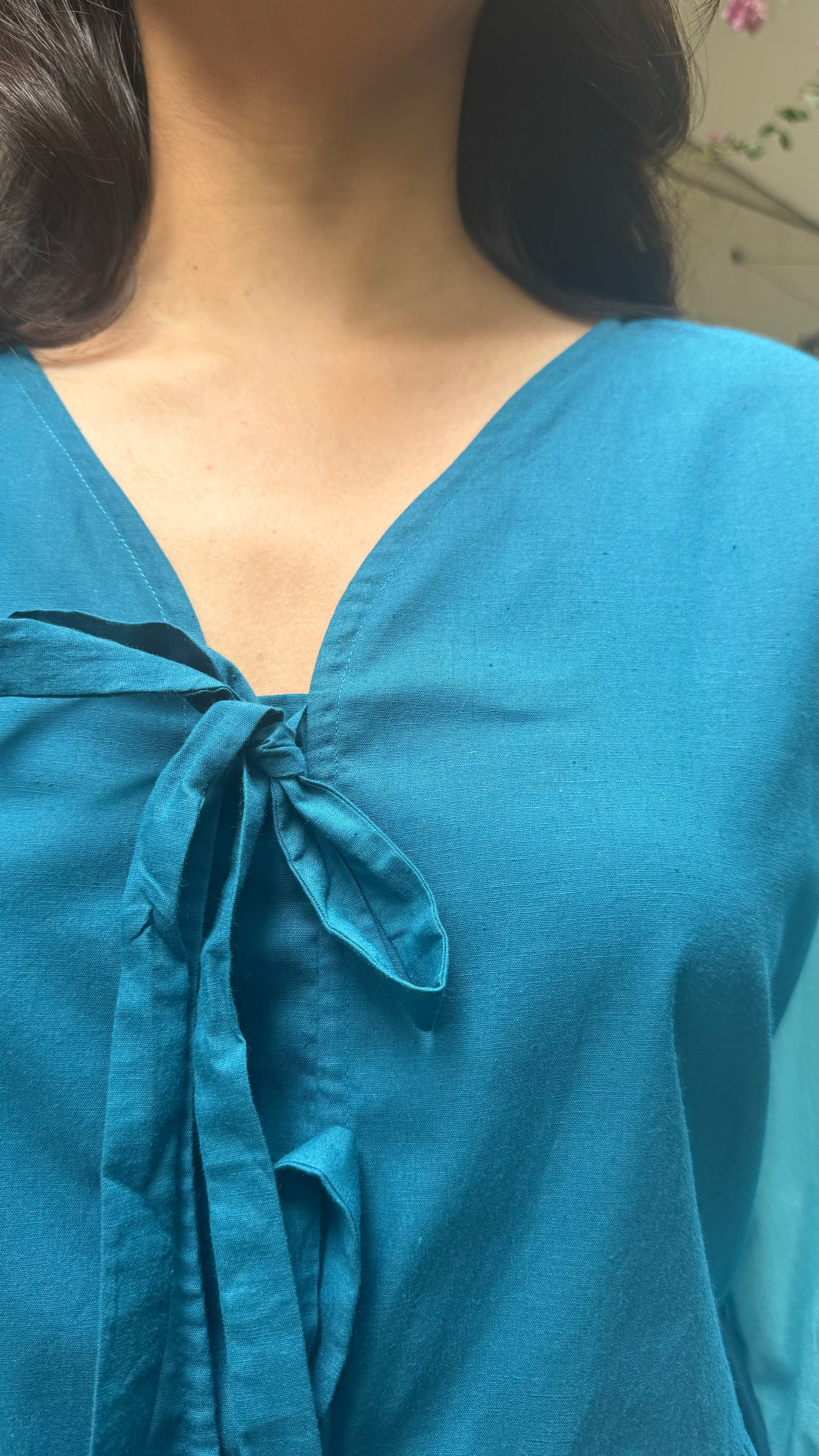 Vacation Bows Cotton Top (Premium Fabric) - Teal