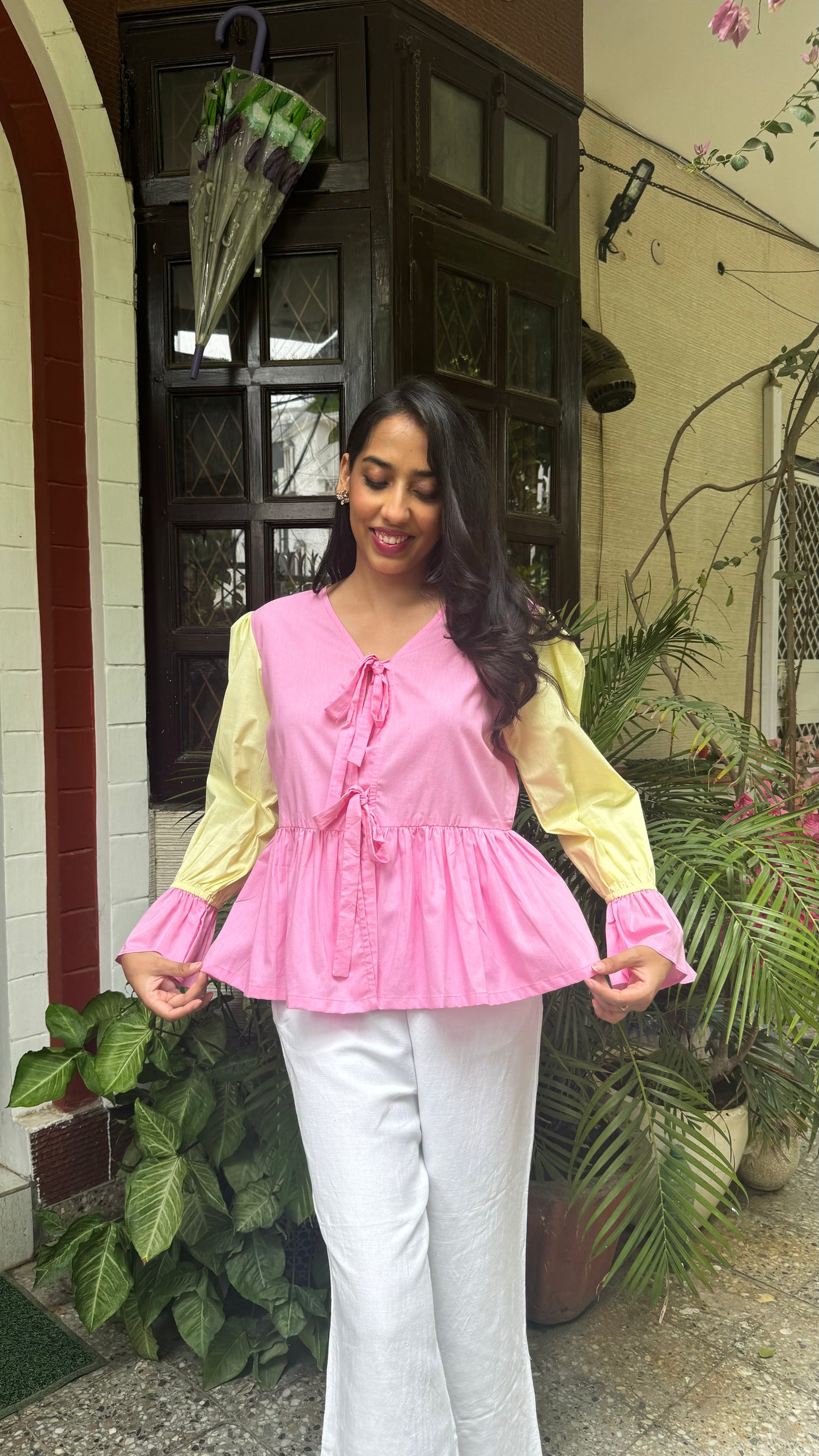 Vacation Bows Cotton Top (Premium Fabric) - Pink