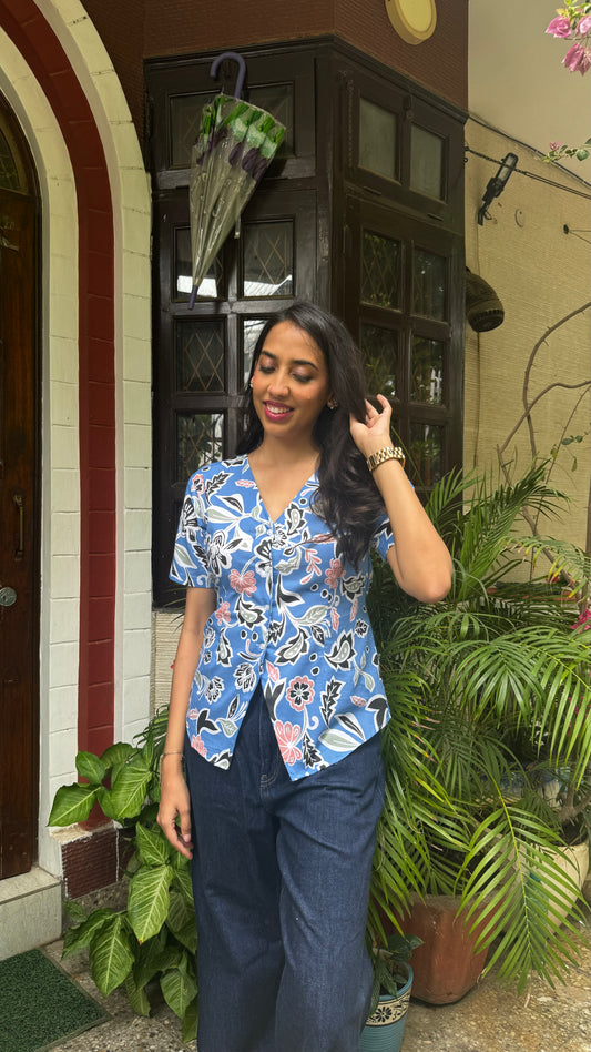 Belle Cotton Shirt - Blue