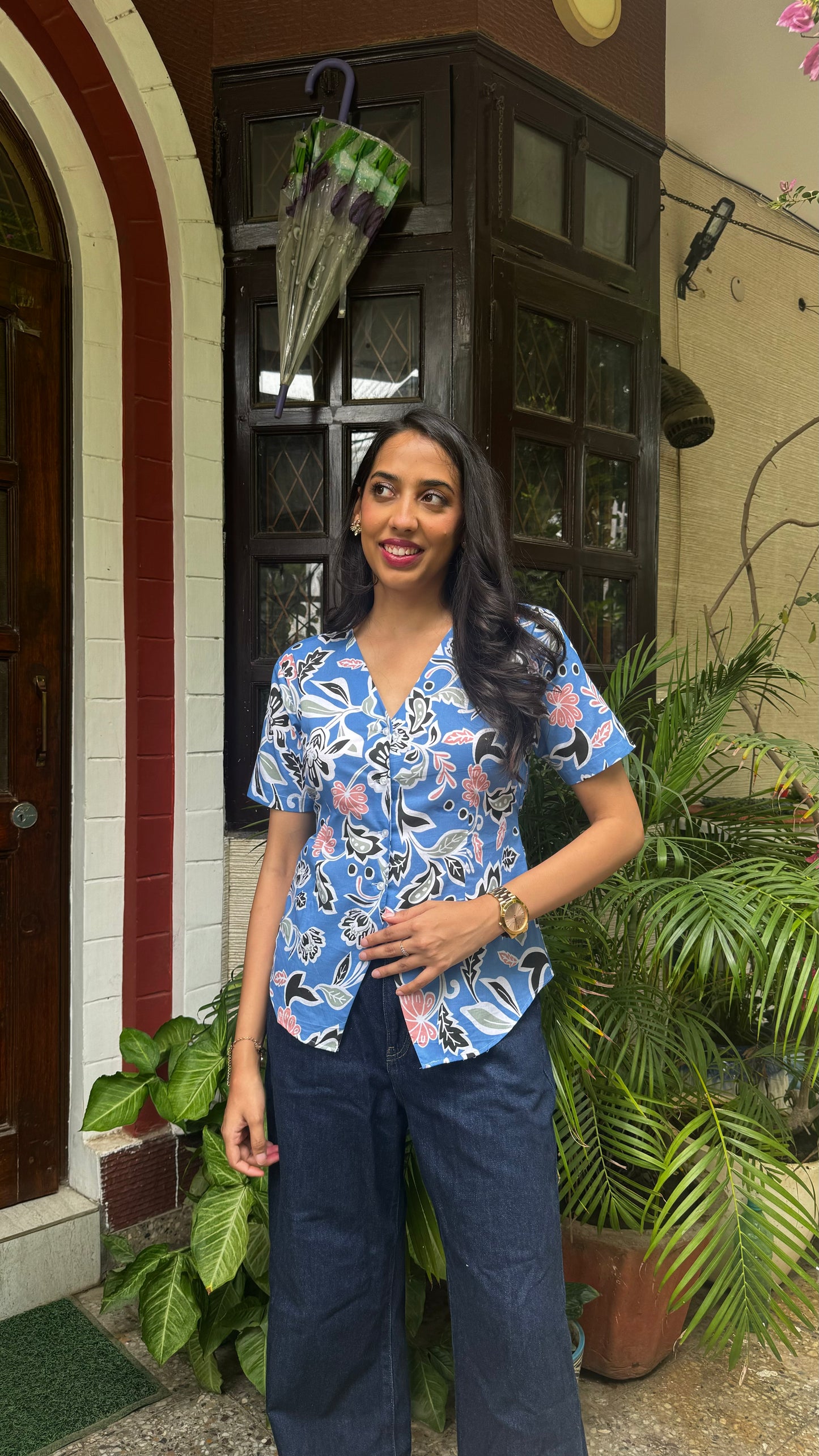 Belle Cotton Shirt - Blue