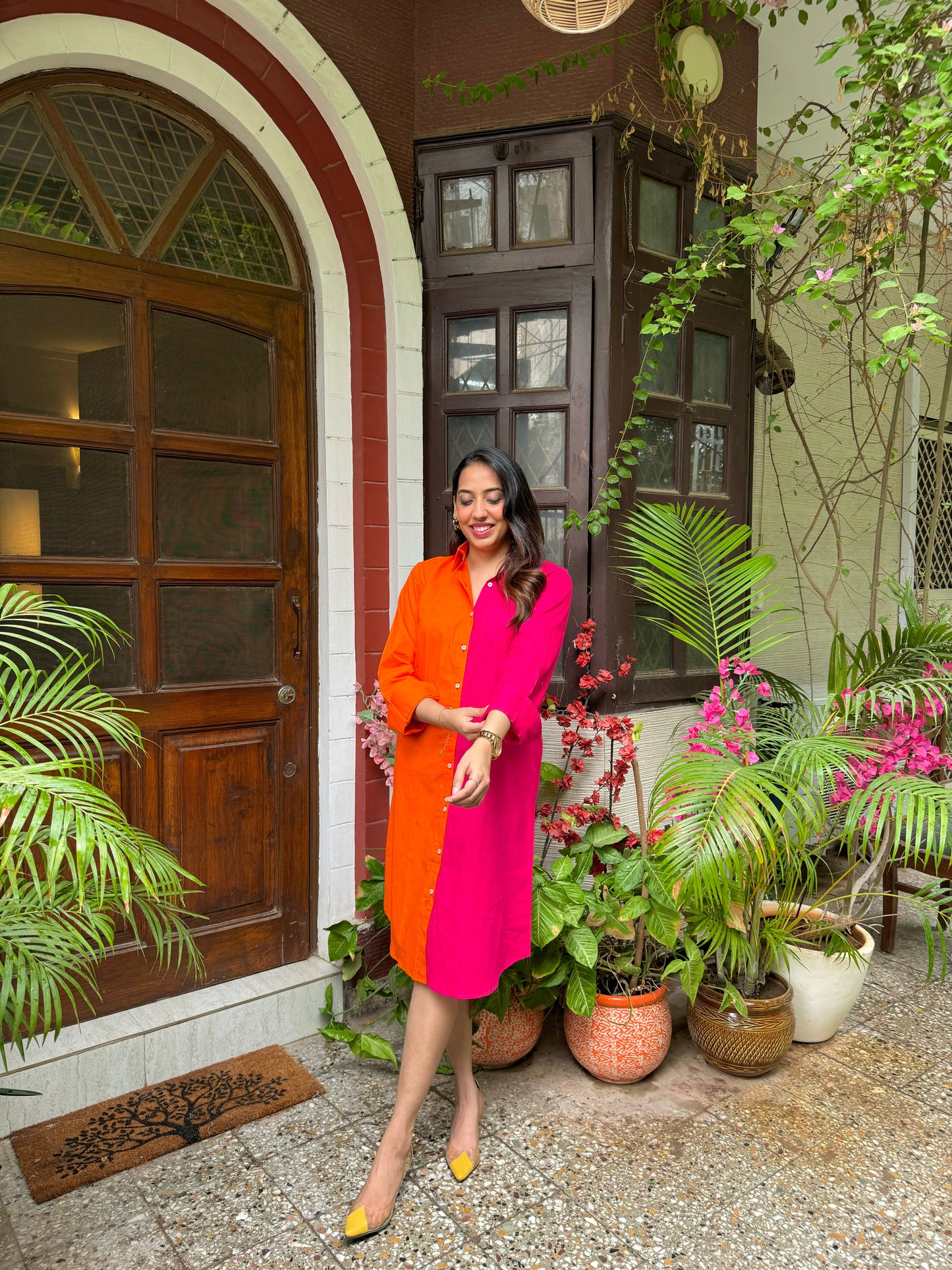 Halfsies Shirt Dress - Midi