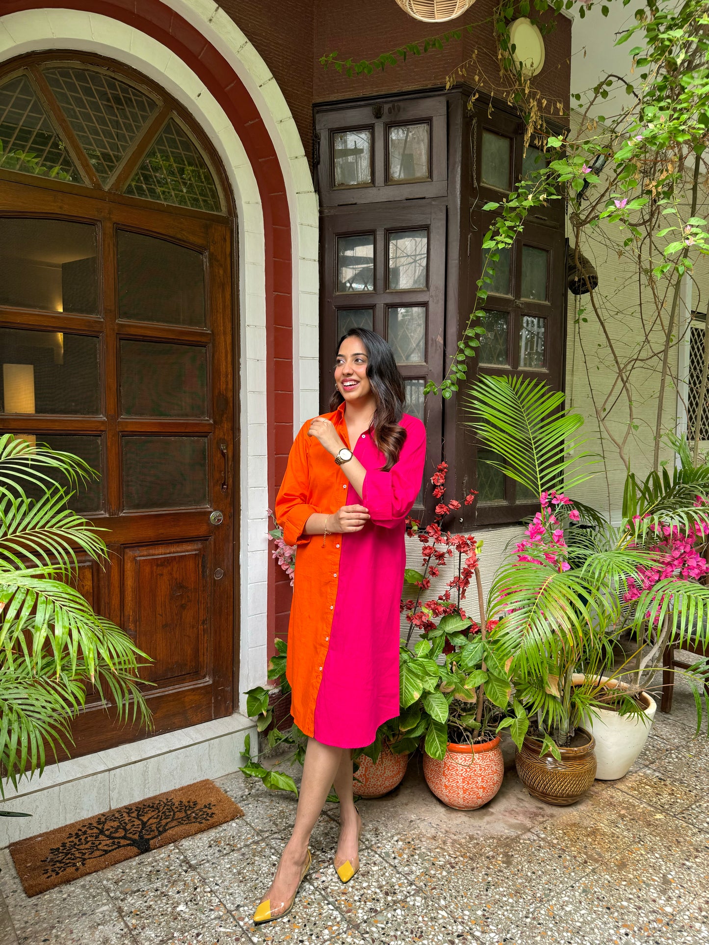 Halfsies Shirt Dress - Midi