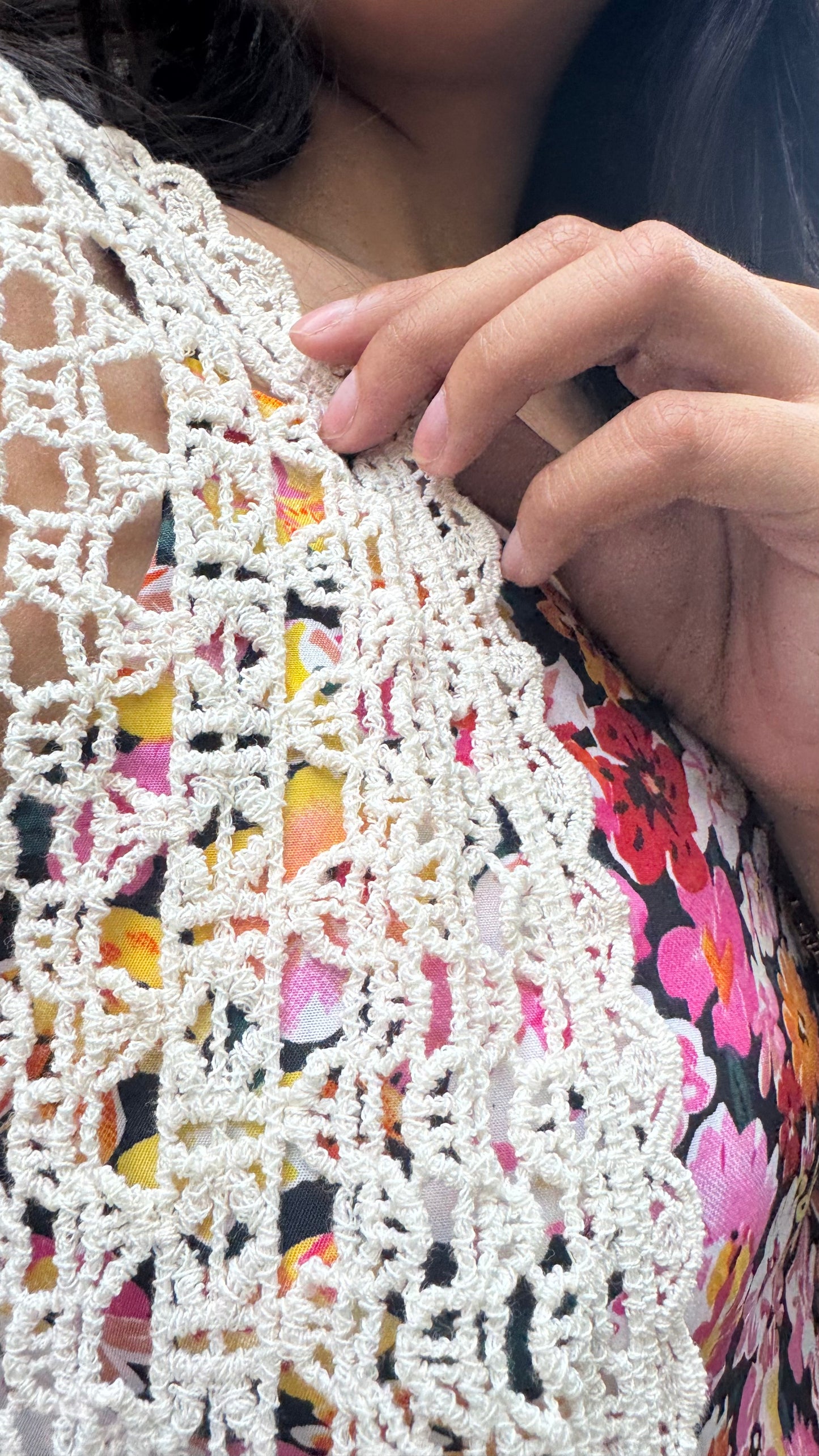 Crochet Inspired Lace Shrug - Cream (Free Size)