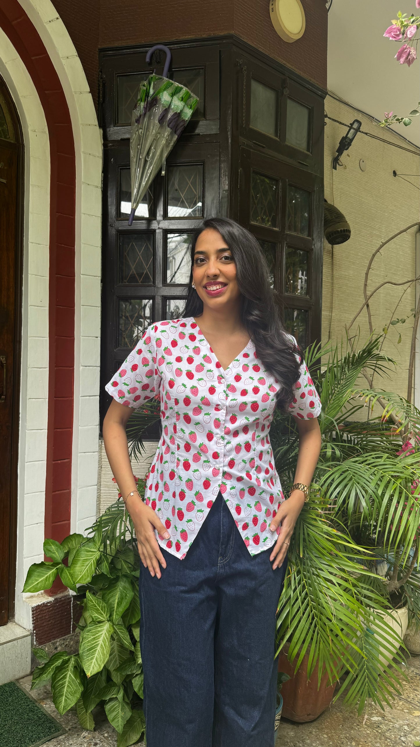 Belle Cotton Shirt - Strawberry