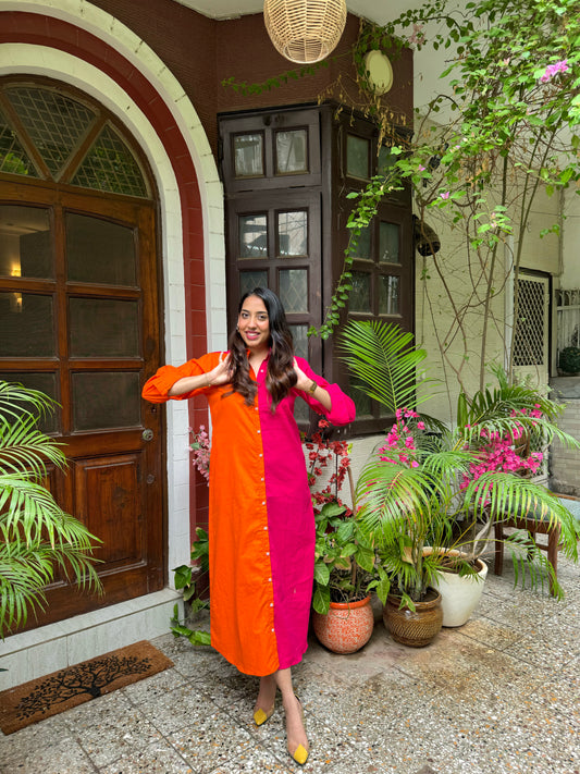 Halfsies Shirt Dress - Maxi