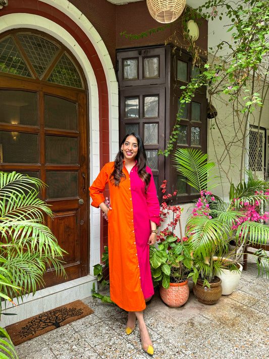 Halfsies Shirt Dress - Maxi