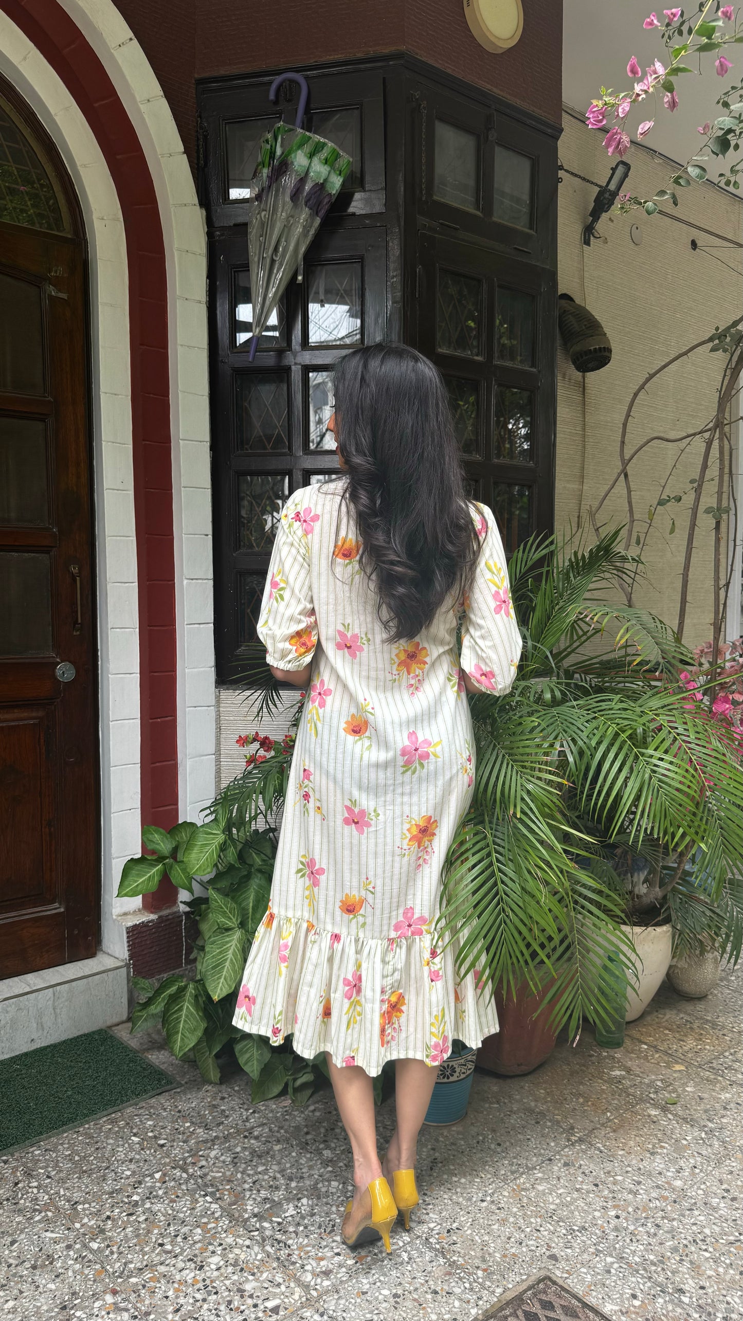 Spring Collared Cotton Dress - Light Green (Premium Collection)