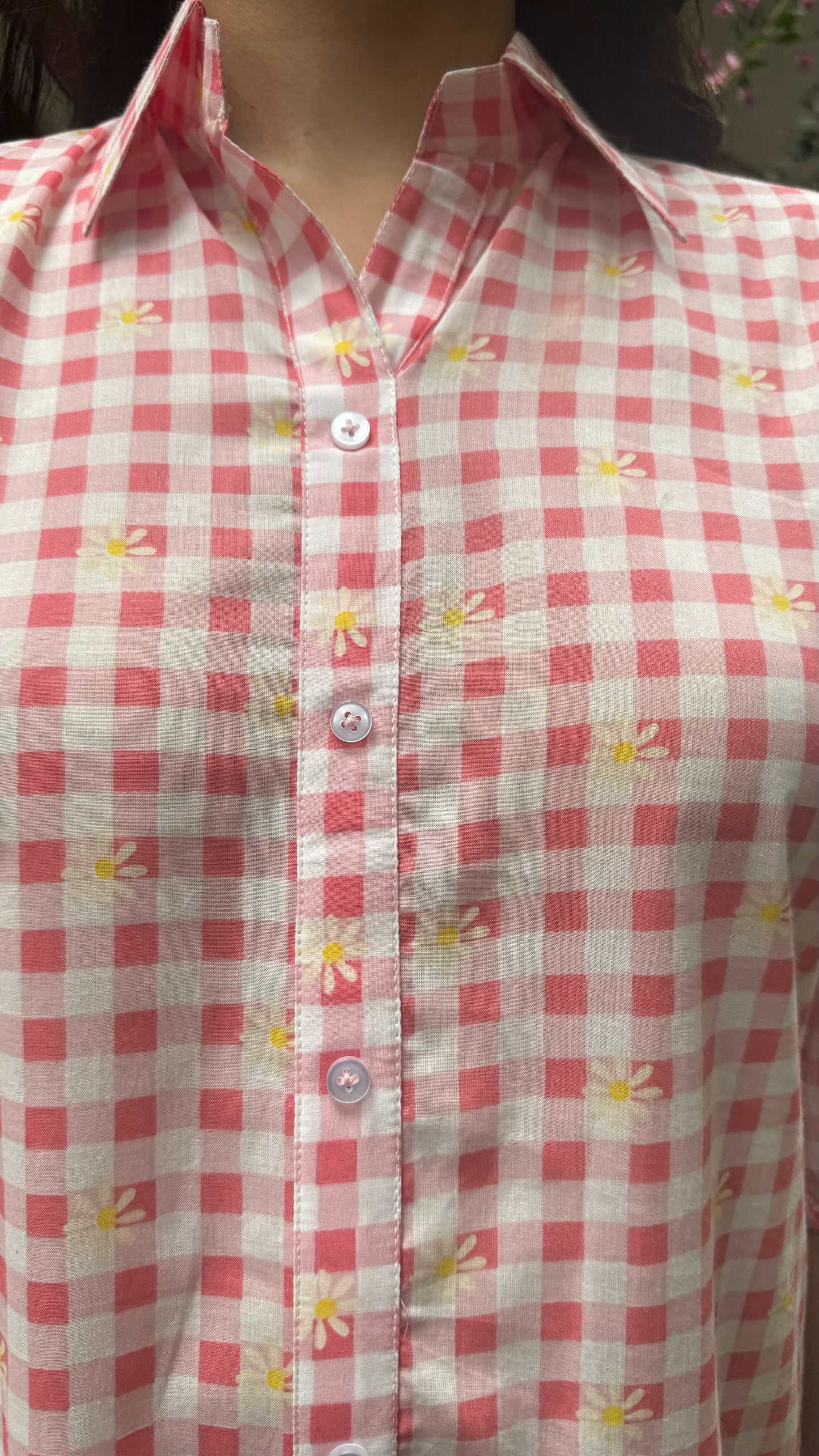 Spring Collared Cotton Dress – Red (Premium Collection)