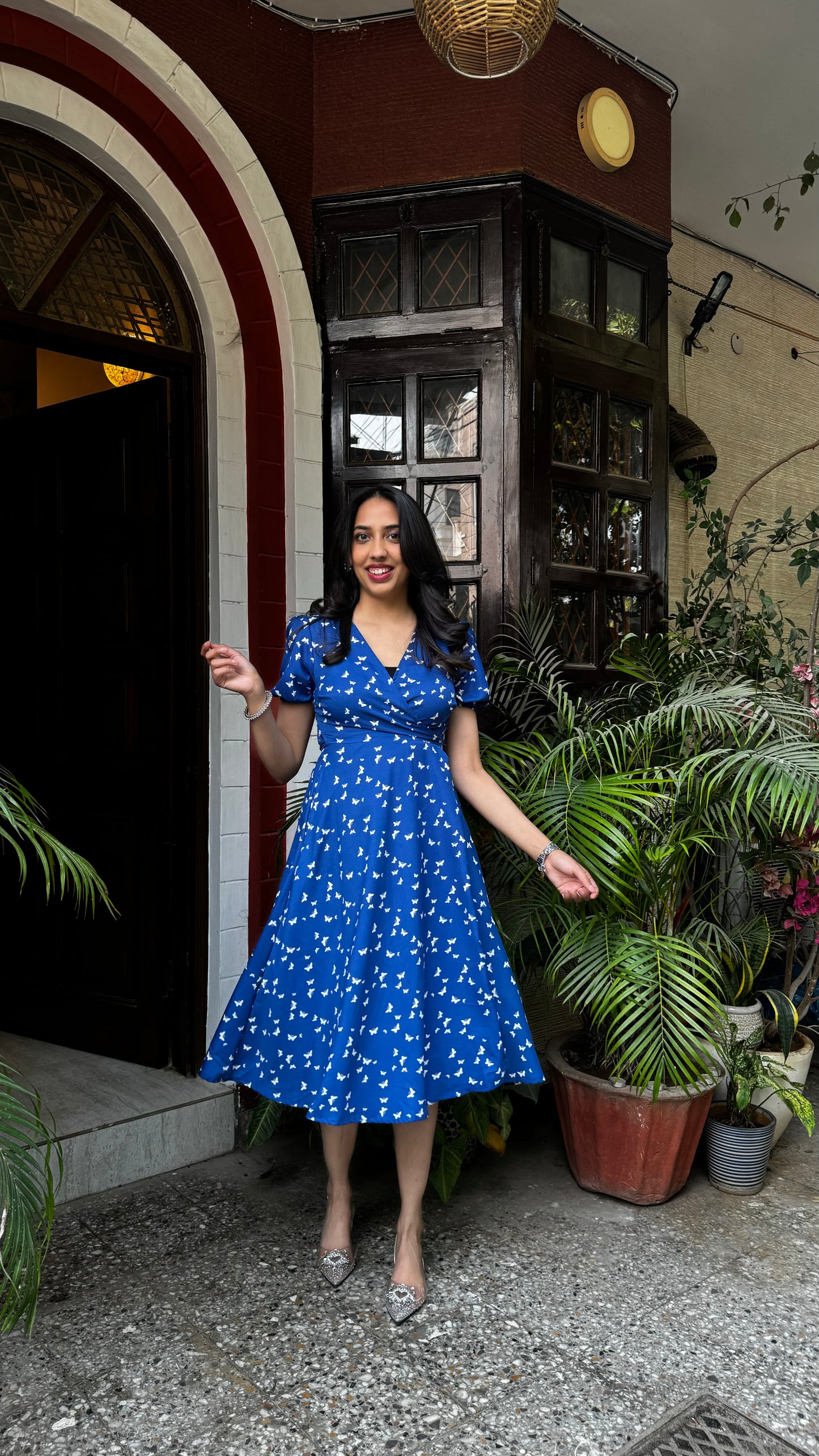 Butterfly Bliss Printed Wrap Dress