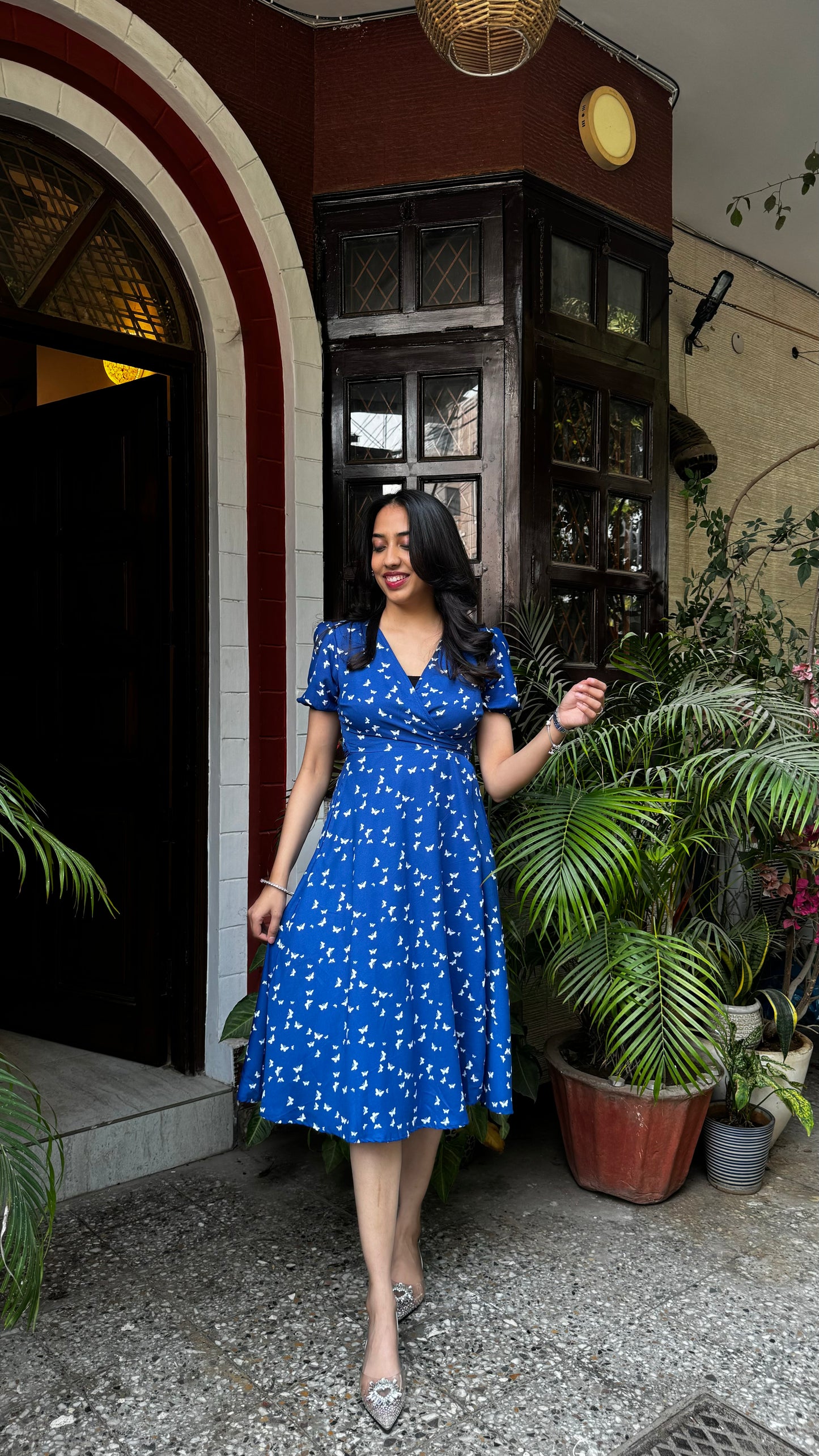 Butterfly Bliss Printed Wrap Dress