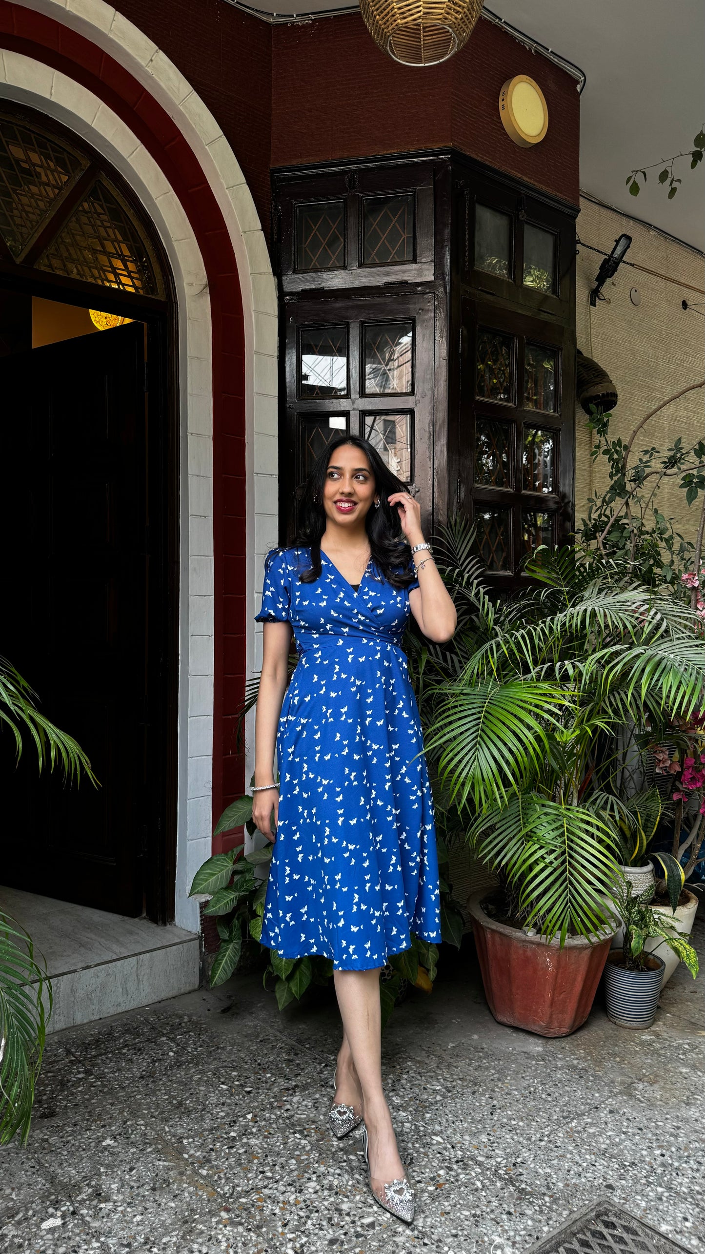 Butterfly Bliss Printed Wrap Dress