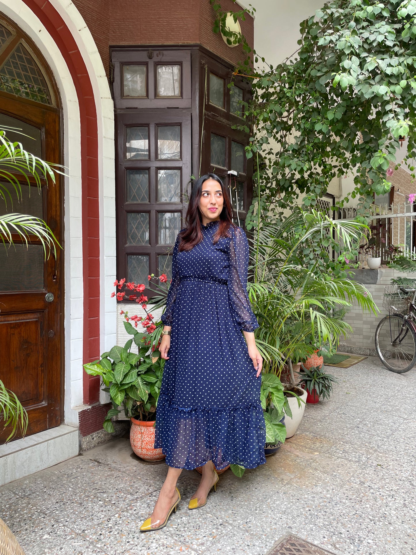 Luxe Polka Dress- Blue
