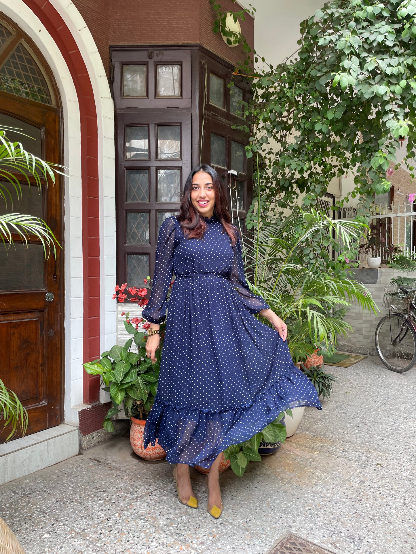 Luxe Polka Dress- Blue