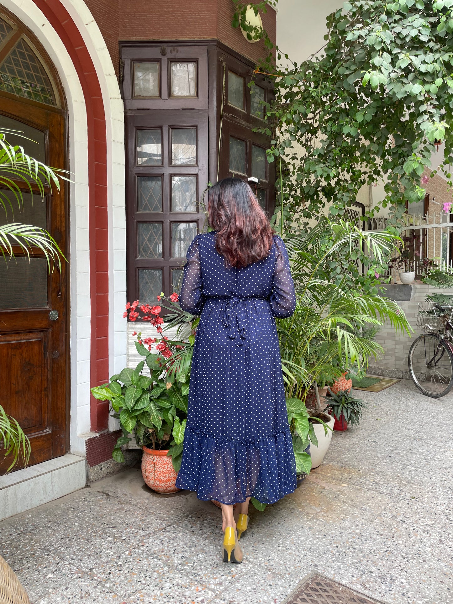 Luxe Polka Dress- Blue