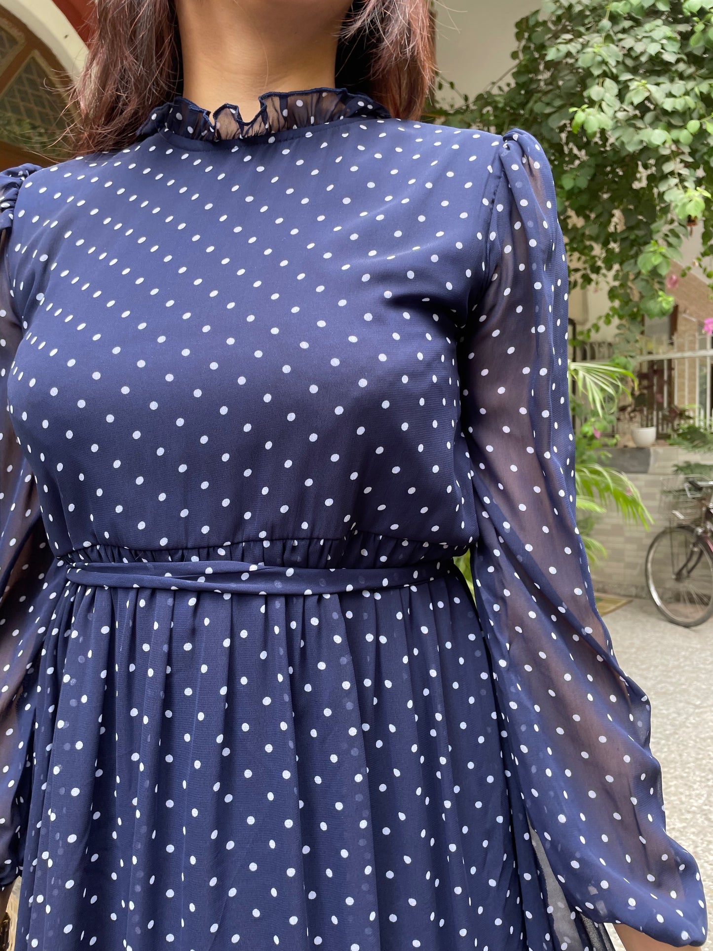 Luxe Polka Dress- Blue