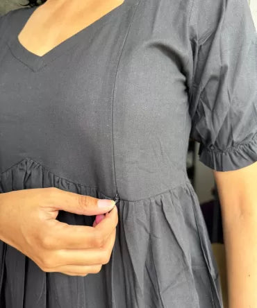 Maternity Splash of Color Cotton Maxi - Black