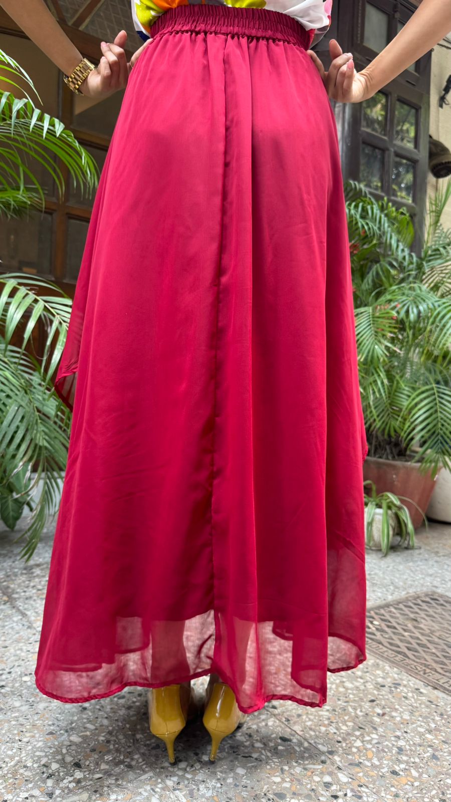 Ruby Ruffle Layered Maxi Skirt - Maroon