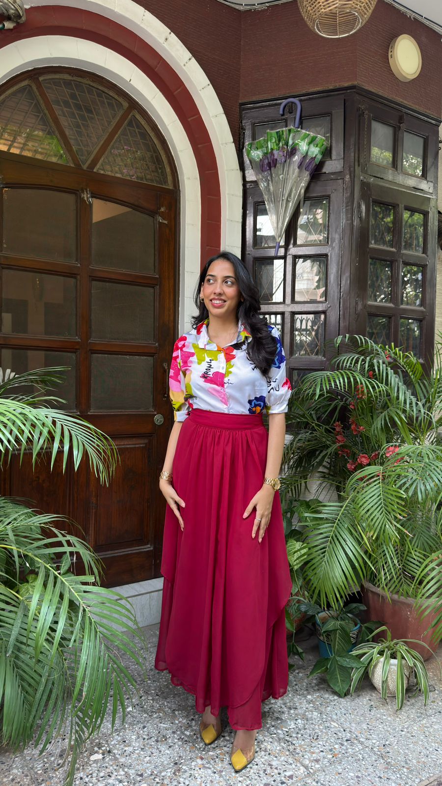 Ruby Ruffle Layered Maxi Skirt - Maroon