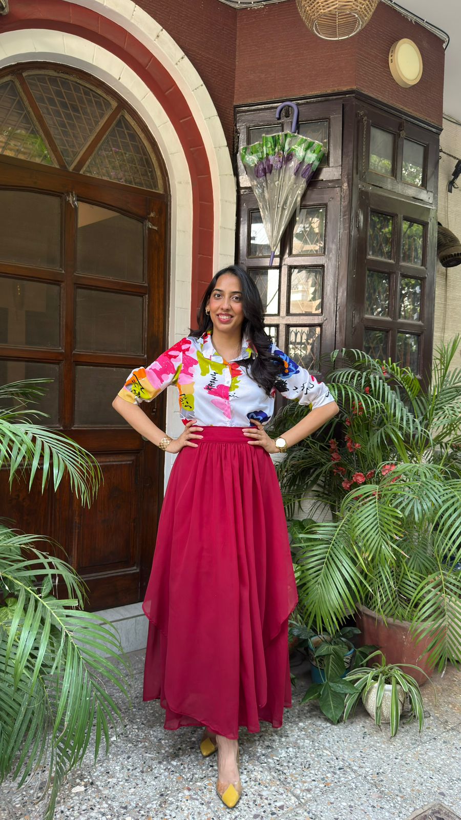 Ruby Ruffle Layered Maxi Skirt - Maroon