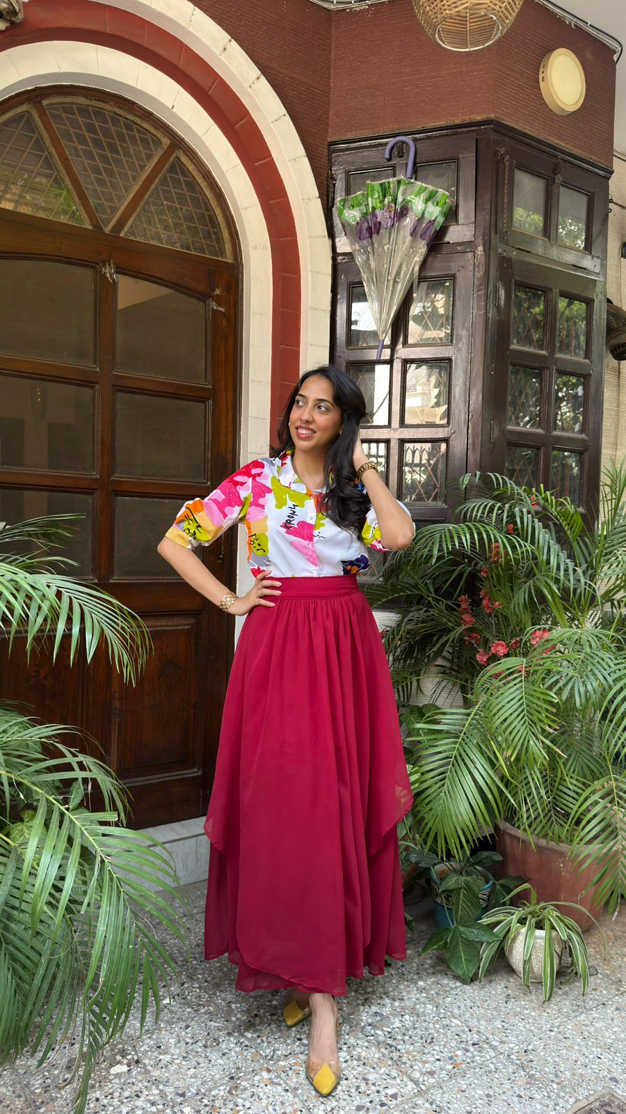 Ruby Ruffle Layered Maxi Skirt - Maroon