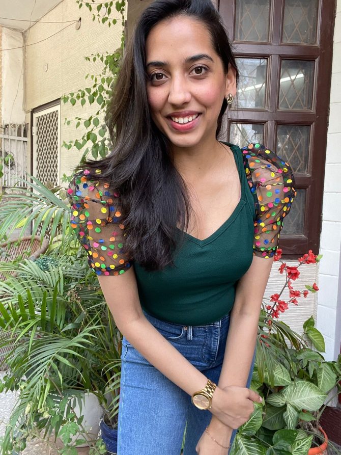 Color Puff Top-Green