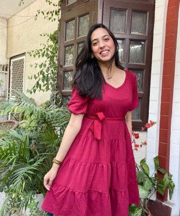 Maroon Milkmaid Dress